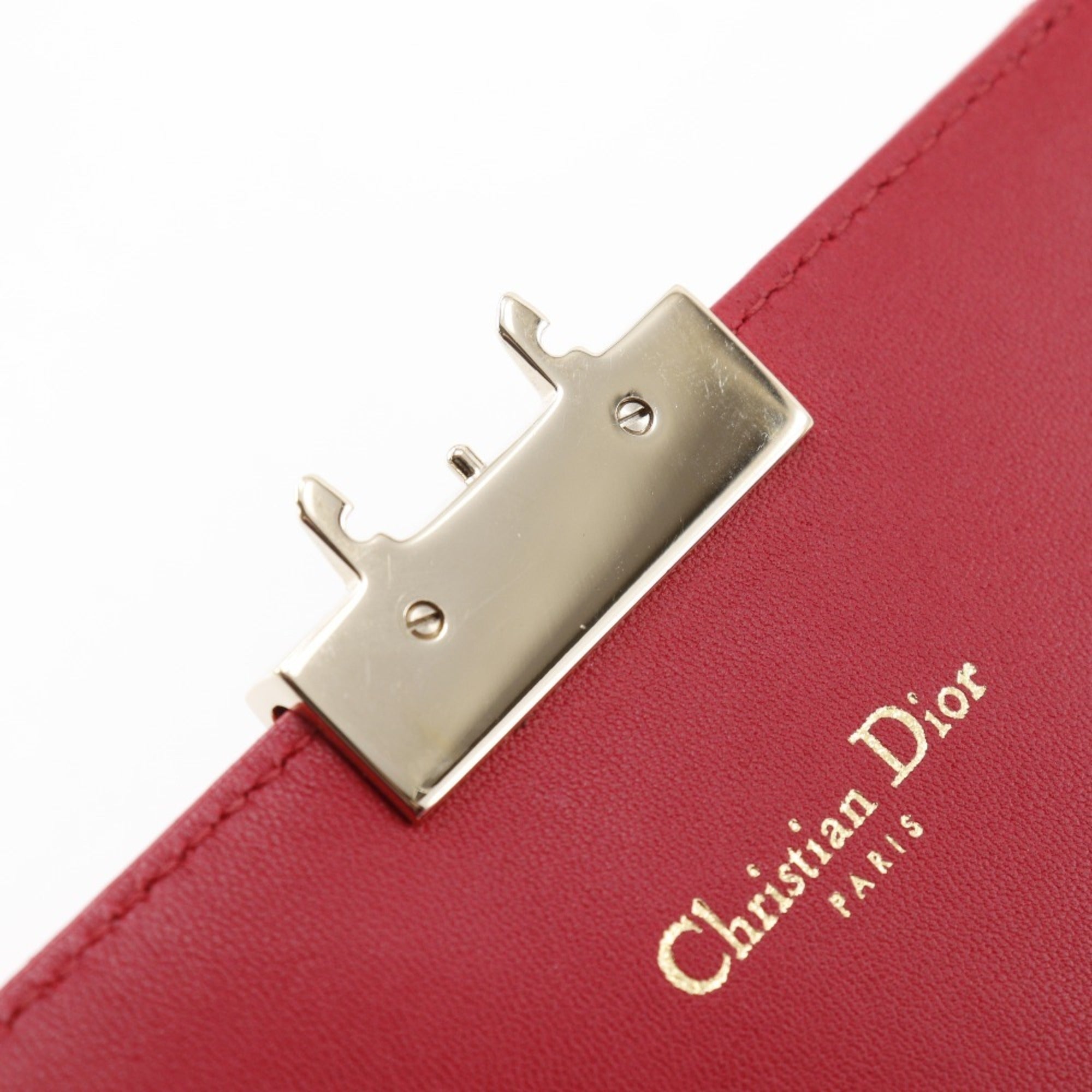 Christian Dior Pink Red Color Leather Shoulder Bag (Pre-Owned)
