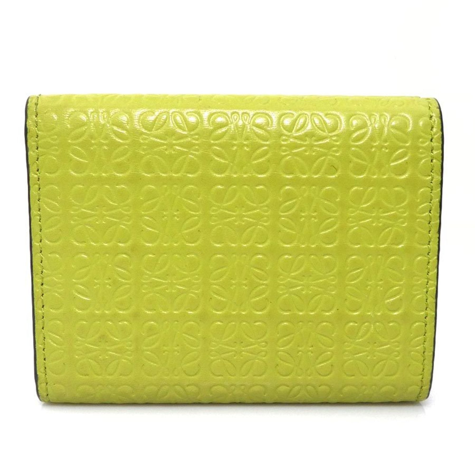 Loewe Green Yellow Leather Wallet (Tri-Fold) (Pre-Owned)