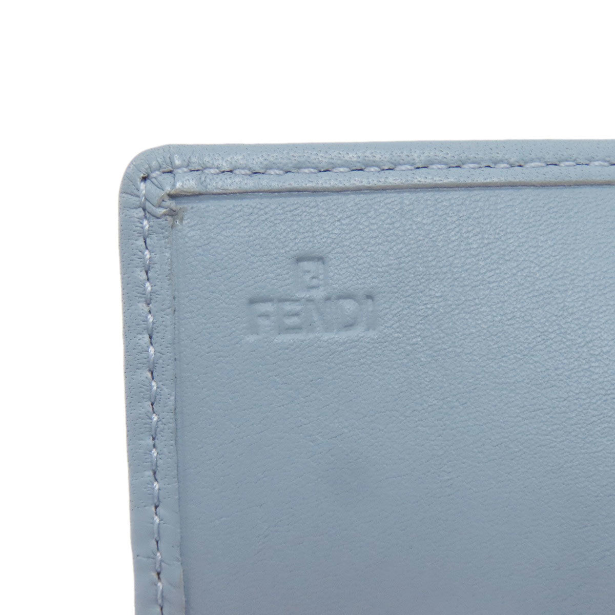 Fendi Zucchino Brown Light Blue Zucchino Long Wallet (Bi-Fold) (Pre-Owned)