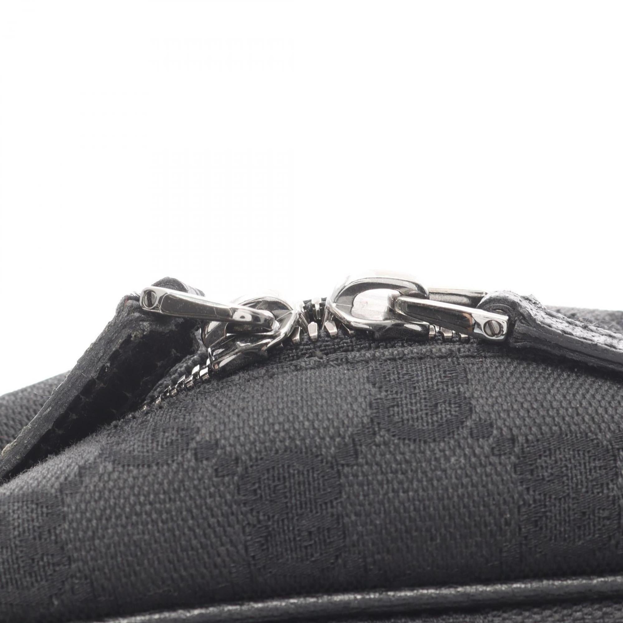 Gucci Black Gg Canvas Leather Handbag Shoulder Bag (Pre-Owned)