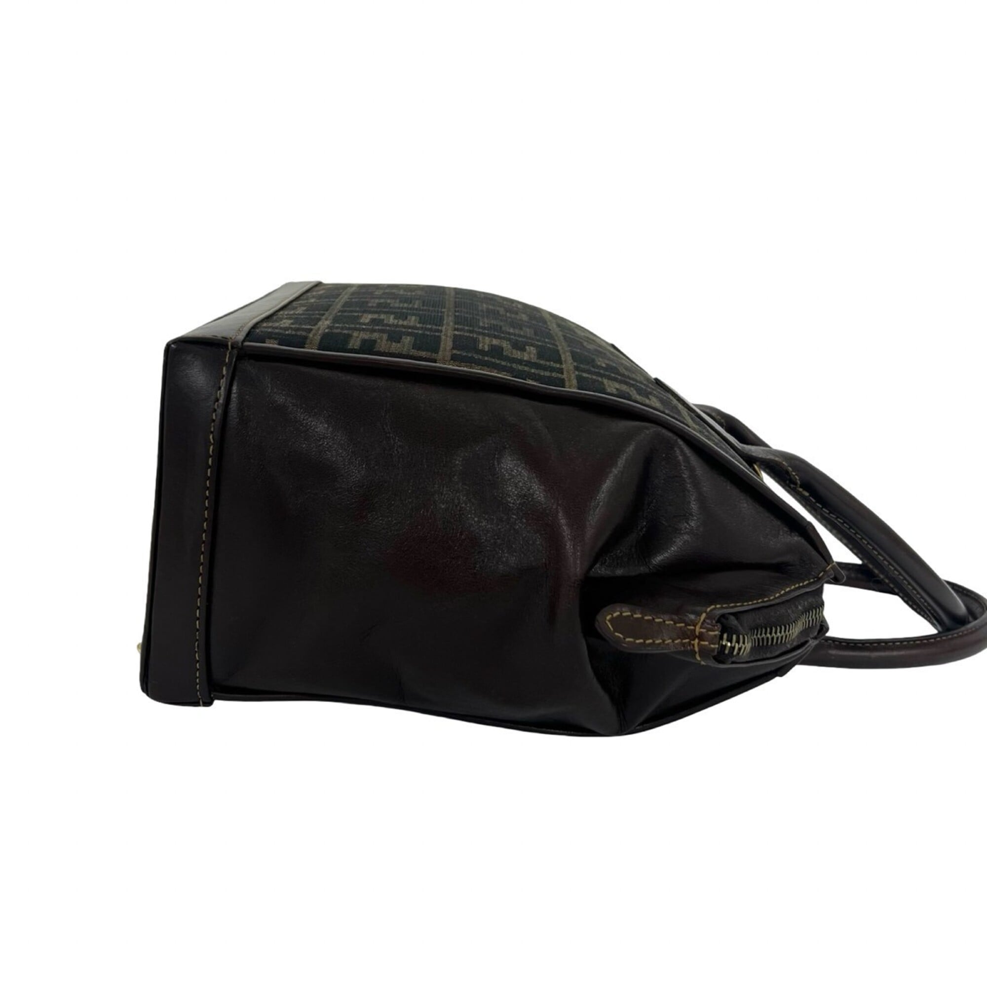 Fendi Brown Canvas Leather Handbag Shoulder Bag (Pre-Owned)