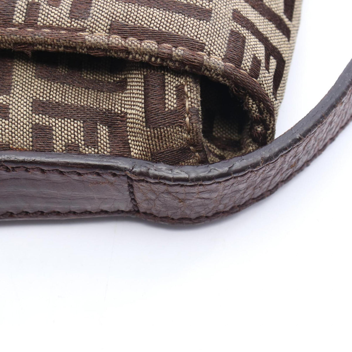 Fendi Beige Brown Canvas Leather Handbag Shoulder Bag (Pre-Owned)