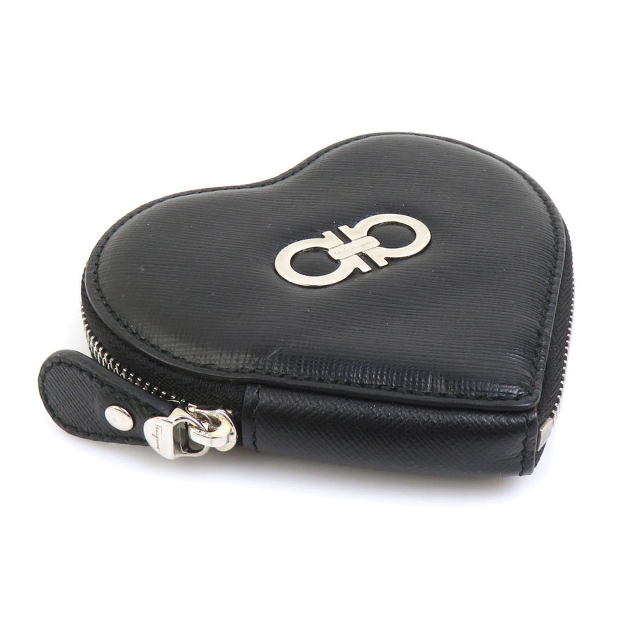 Salvatore Ferragamo Black Leather Coin Purse/Coin Case (Pre-Owned)