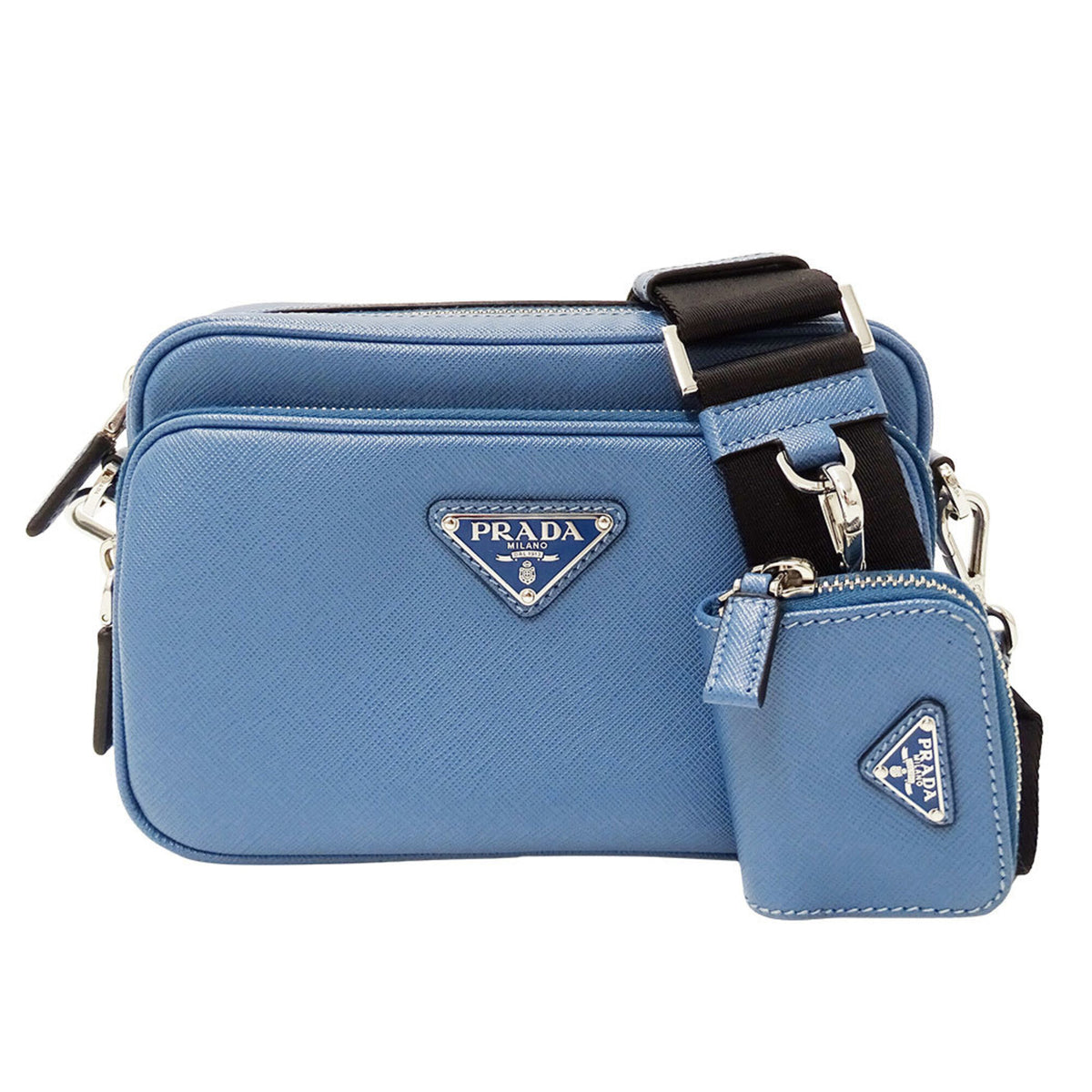 Prada Light Blue Saffiano Handbag Pouch Shoulder Bag (Pre-Owned)