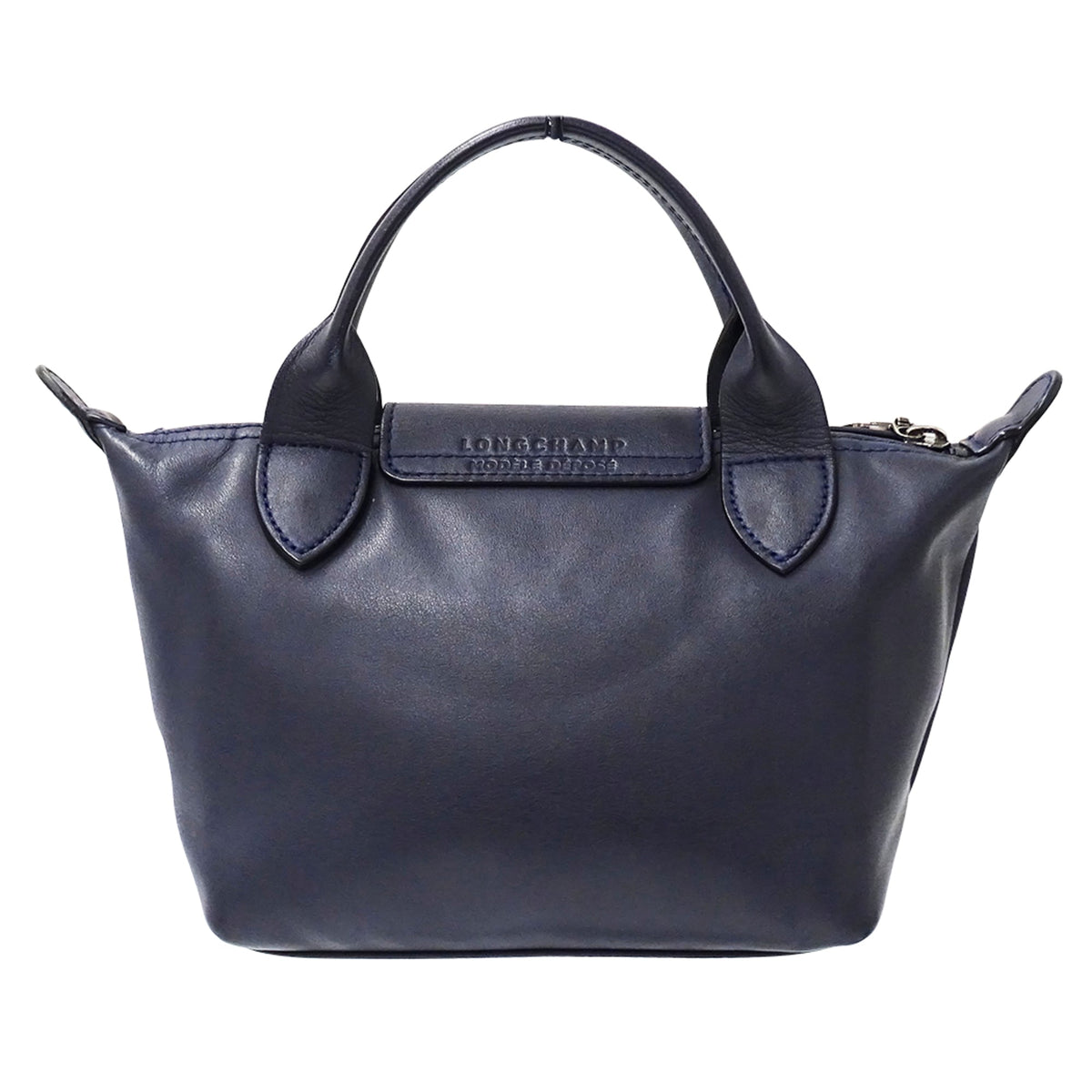 Longchamp Navy Leather Handbag Shoulder Bag (Pre-Owned)