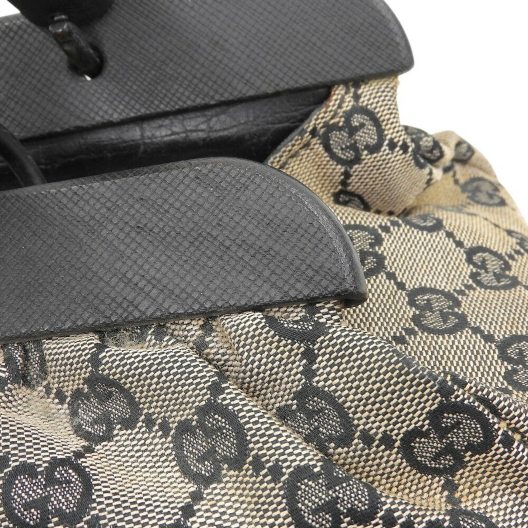 Gucci Gg Canvas Beige Black Brown Gg Canvas Handbag (Pre-Owned)