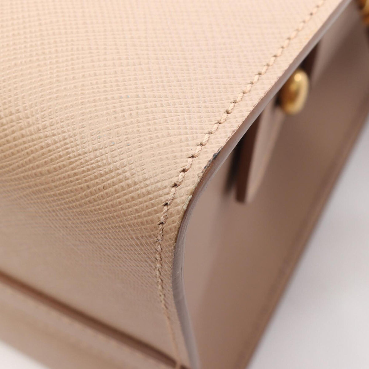 Prada Saffiano Beige Leather Handbag (Pre-Owned)