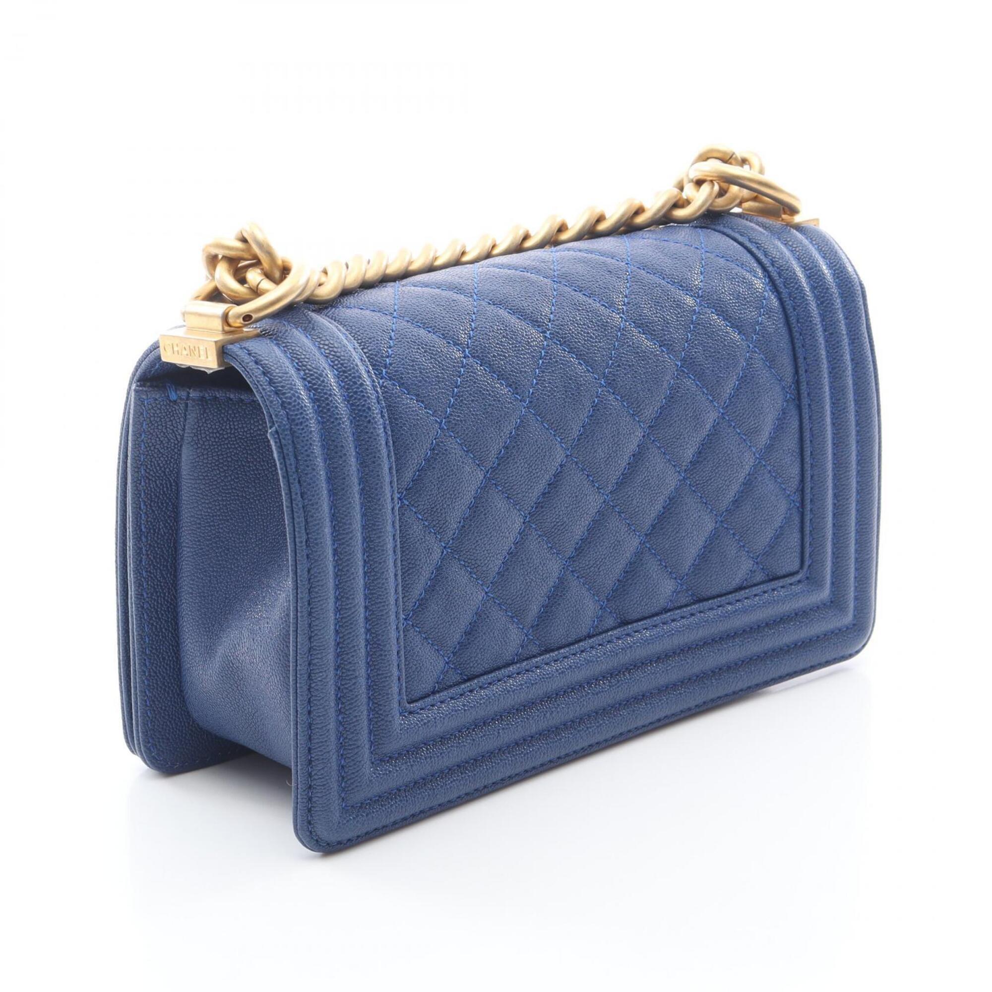 Chanel Blue Grained Calfskin Handbag Shoulder Bag (Pre-Owned)