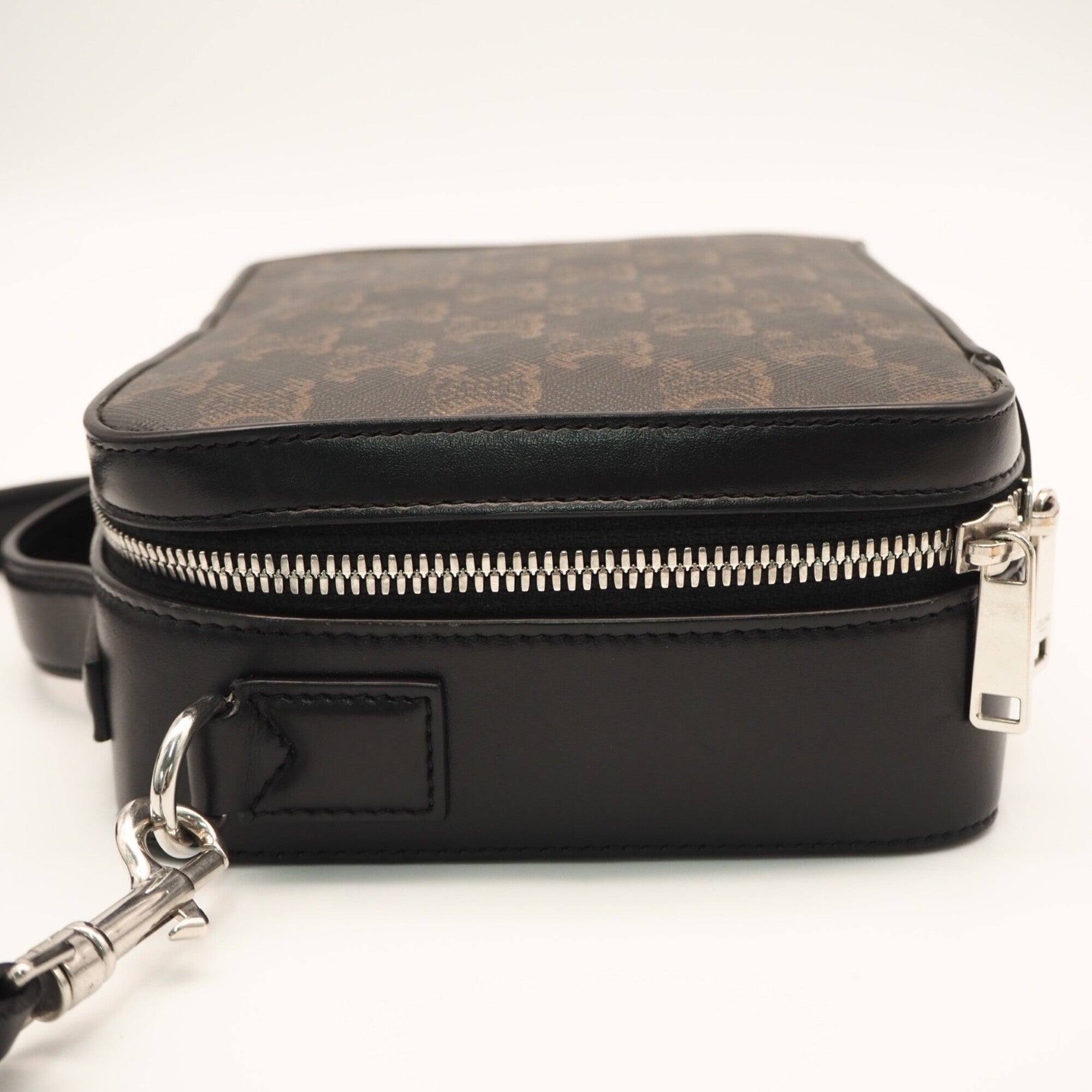 Celine Black Brown Coated Canvas Leather Shoulder Bag (Pre-Owned)