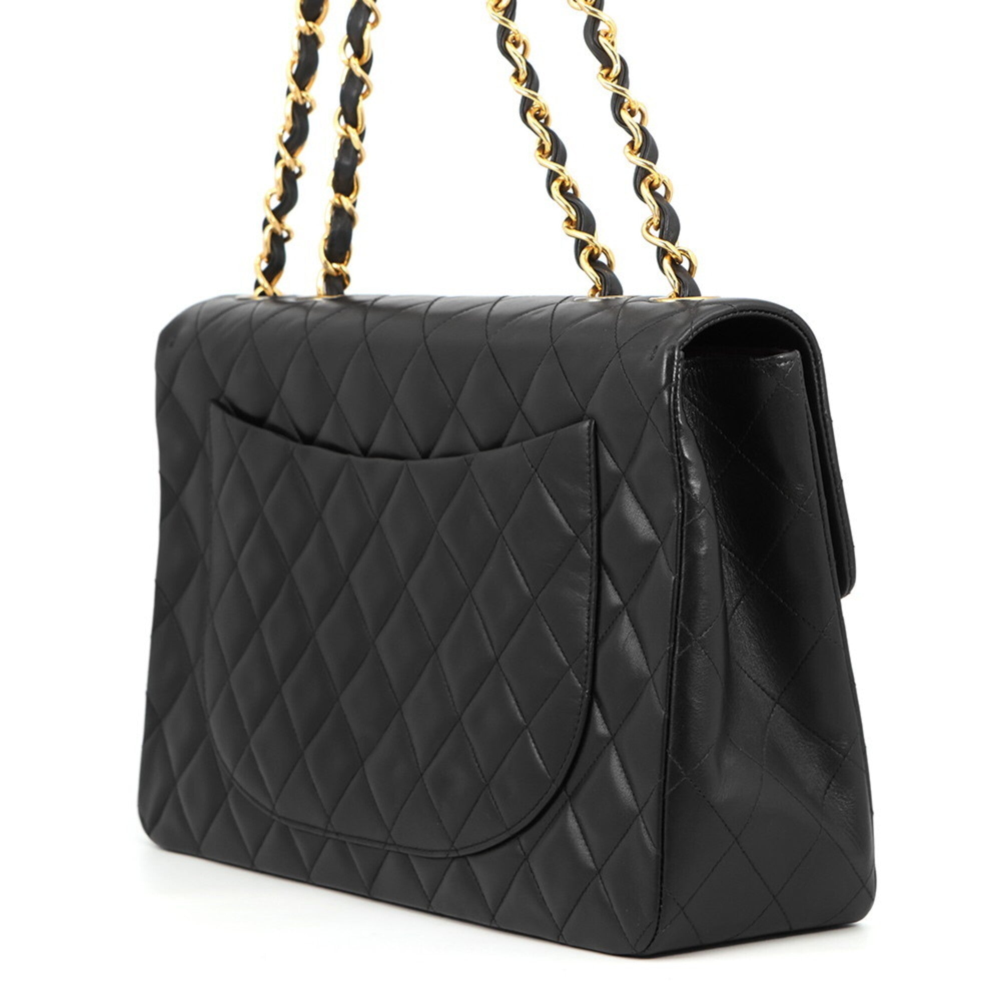 Chanel Black Leather Handbag Shoulder Bag (Pre-Owned)