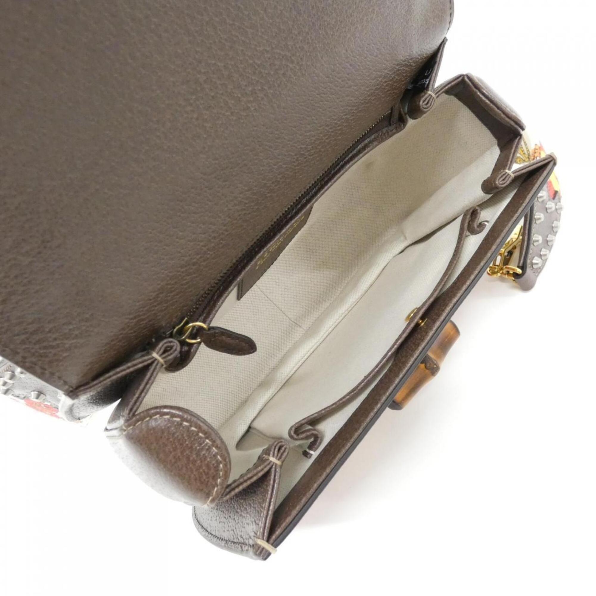 Gucci Brown Ivory Multi-Color Canvas Handbag (Pre-Owned)