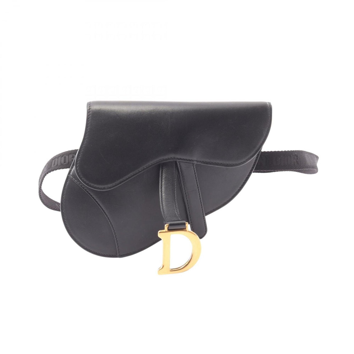 Christian Dior Black Leather Fanny Pack Handbag Saddle Bag (Pre-Owned)