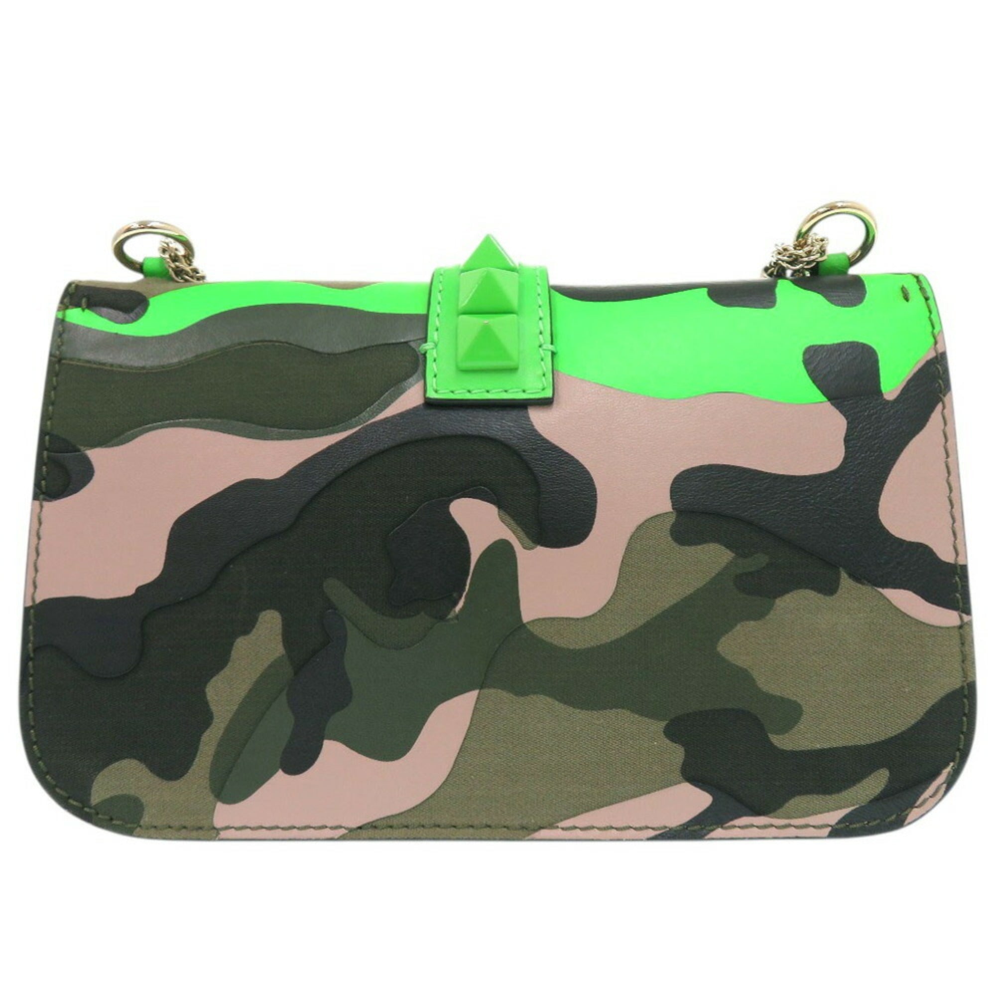 Valentino Garavani Camouflage Green Canvas Leather Shoulder Bag (Pre-Owned)