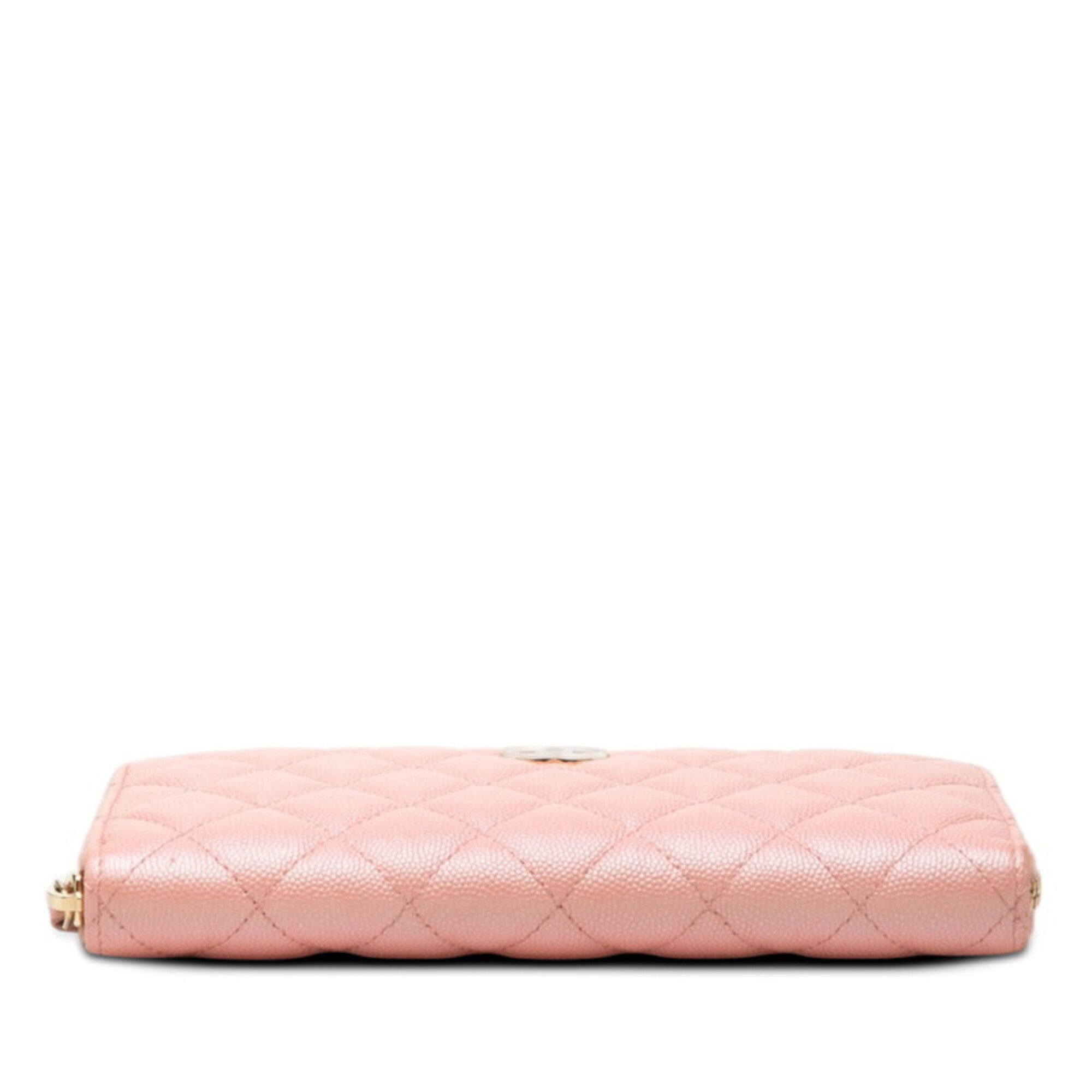 Chanel Pink Grained Calfskin Long Wallet (Bi-Fold) (Pre-Owned)