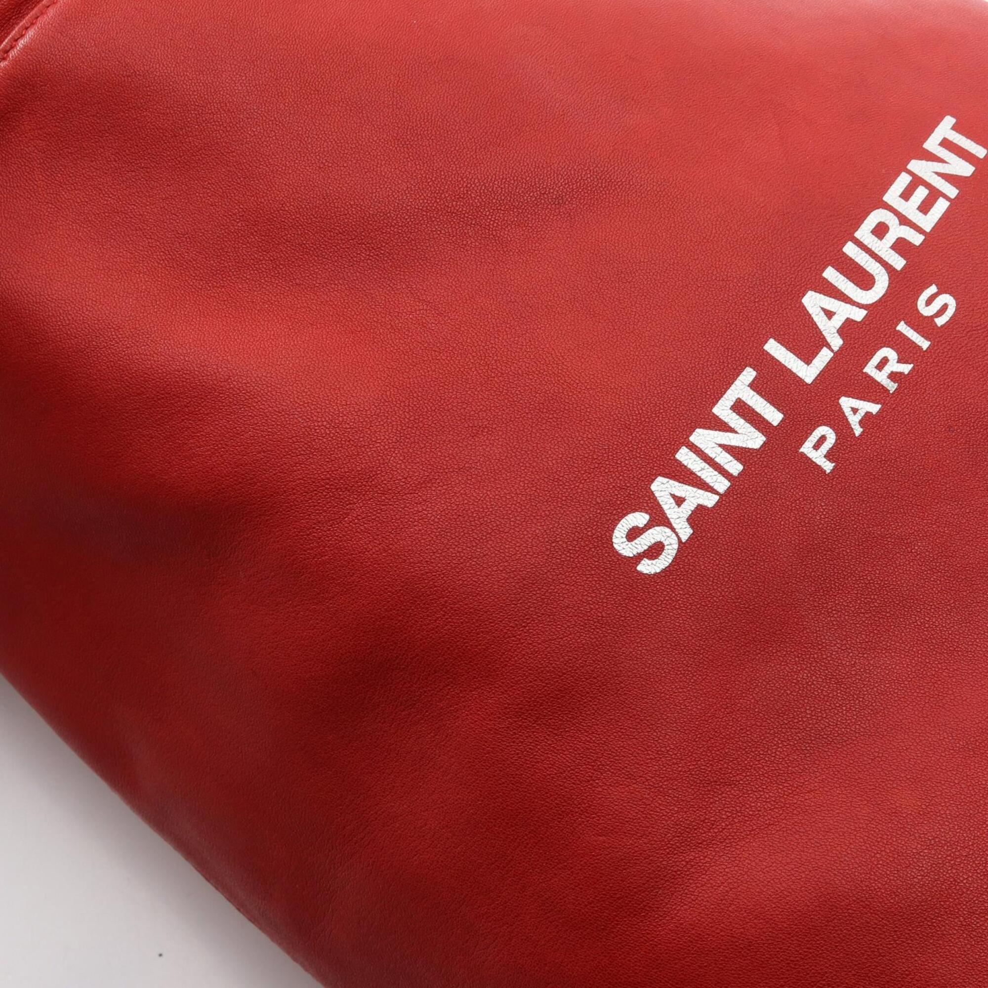 Saint Laurent Red Color Leather Handbag Pouch Shoulder Bag (Pre-Owned)