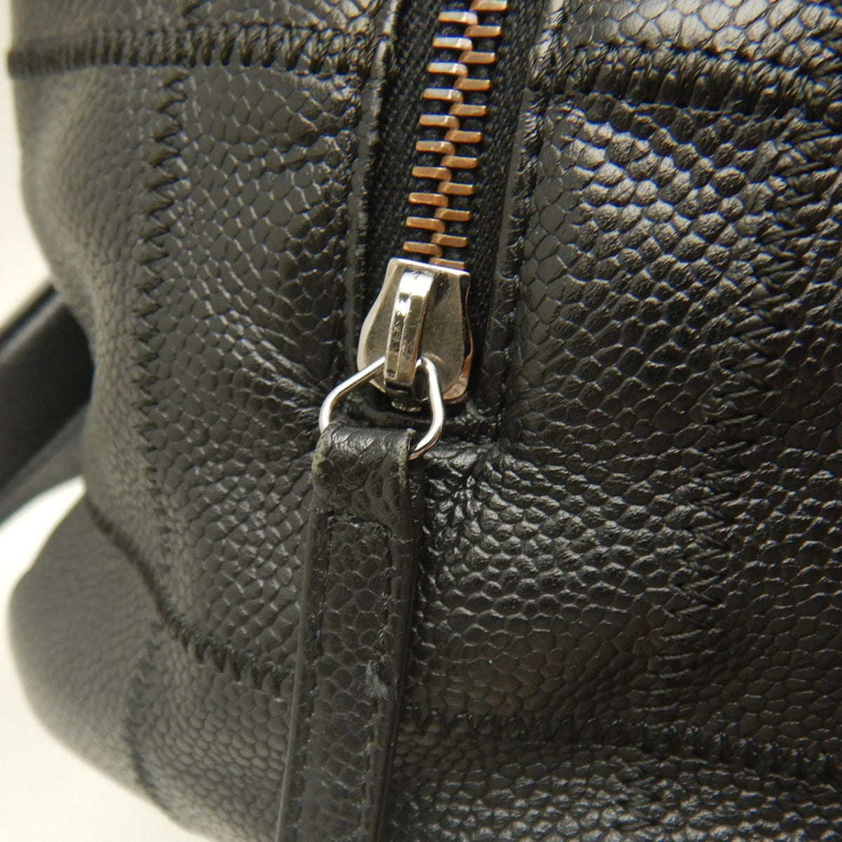 Chanel Chocolate Bar Black Grained Calfskin Boston Bag Handbag (Pre-Owned)