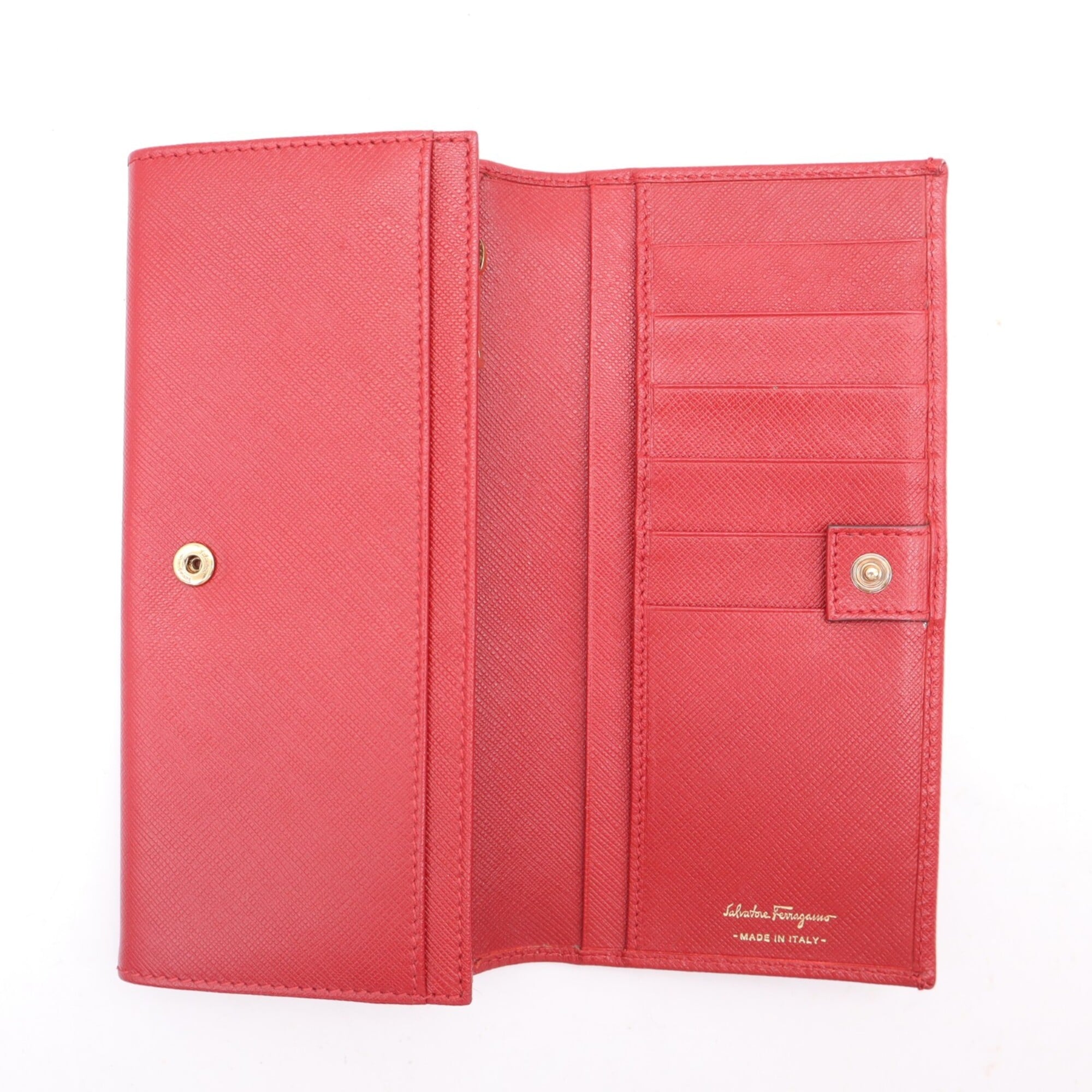 Salvatore Ferragamo Red Color Leather Long Wallet (Bi-Fold) (Pre-Owned)