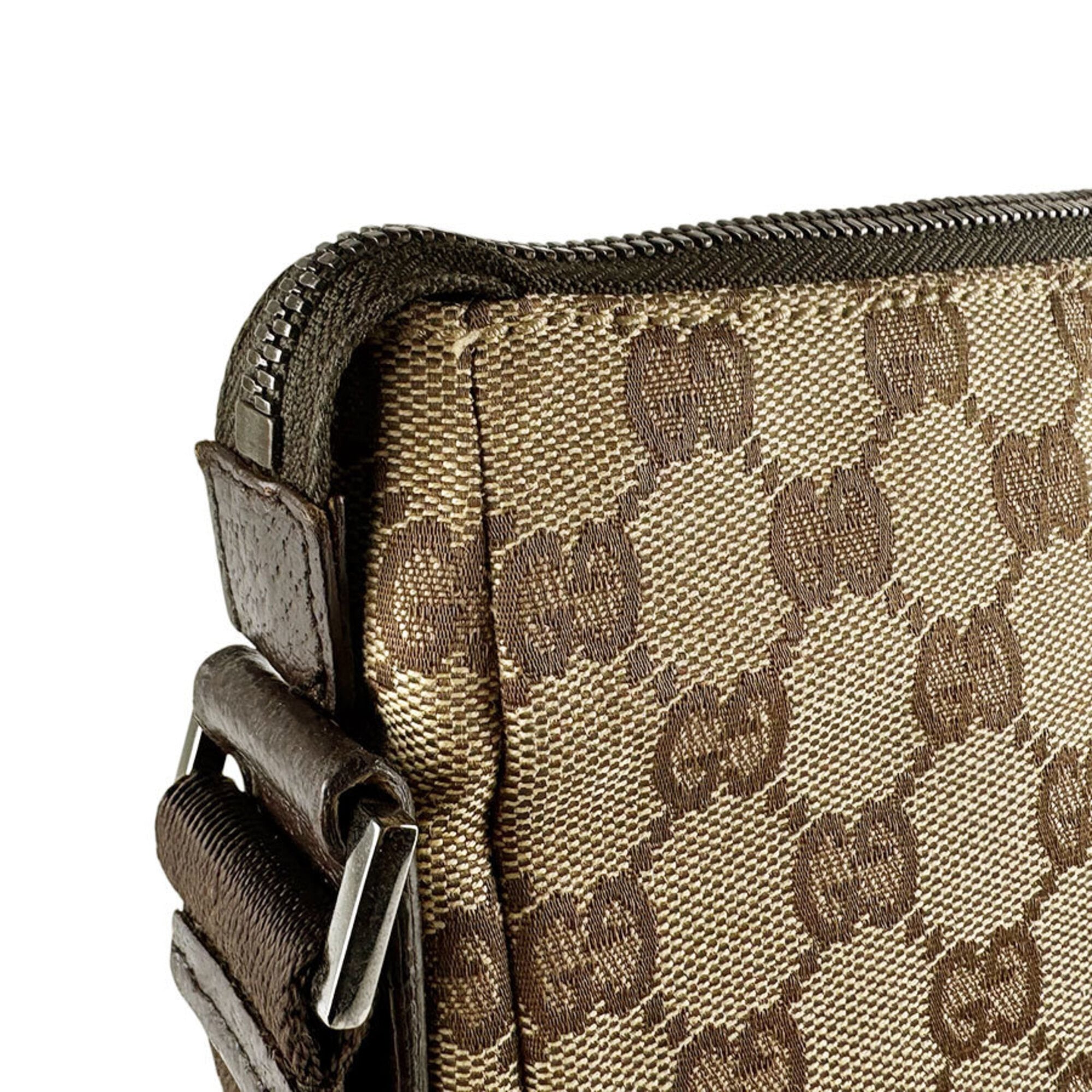 Gucci Brown Gg Canvas Leather Shoulder Bag (Pre-Owned)