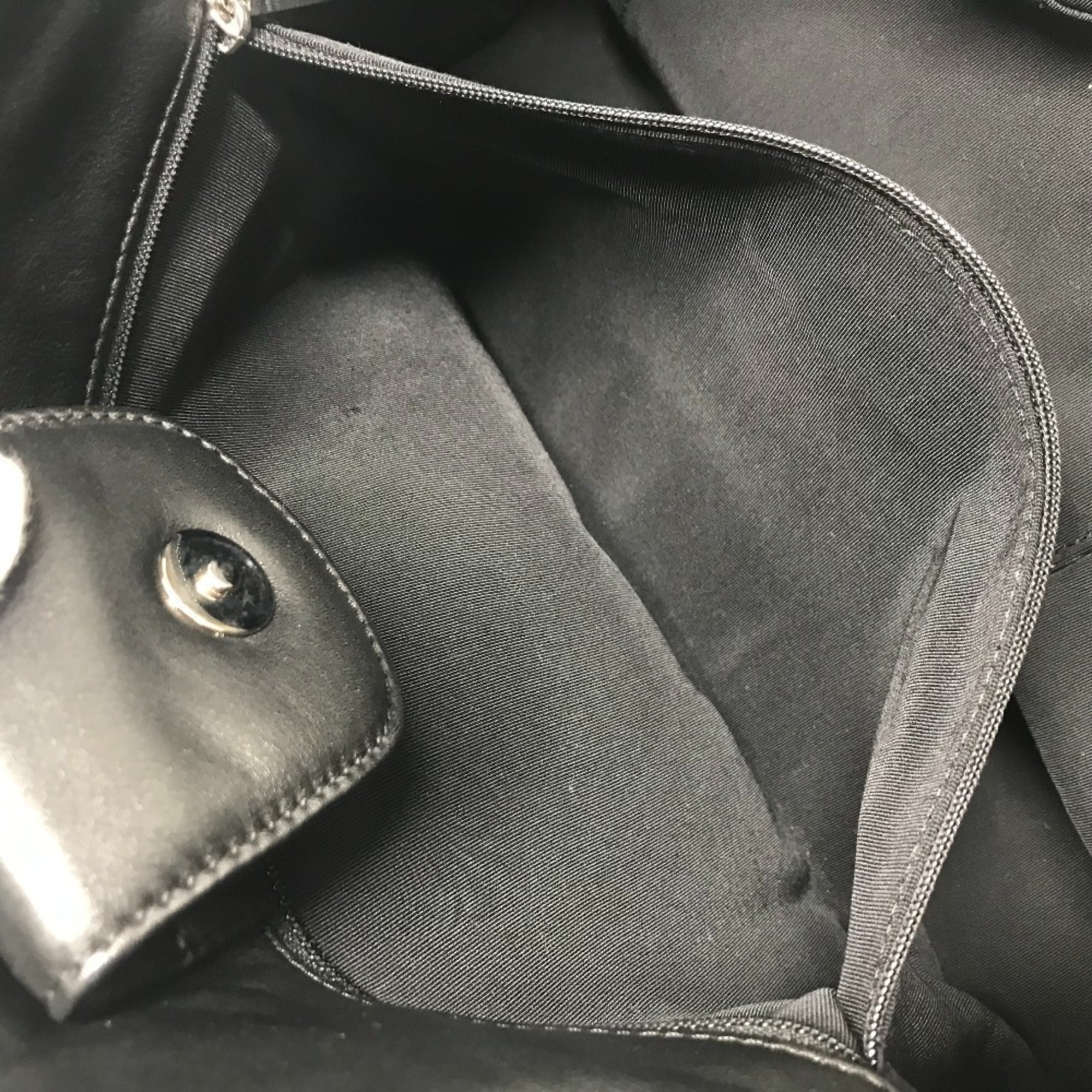 Chanel Black Blue Leather Canvas Shoulder Bag Tote Bag (Pre-Owned)