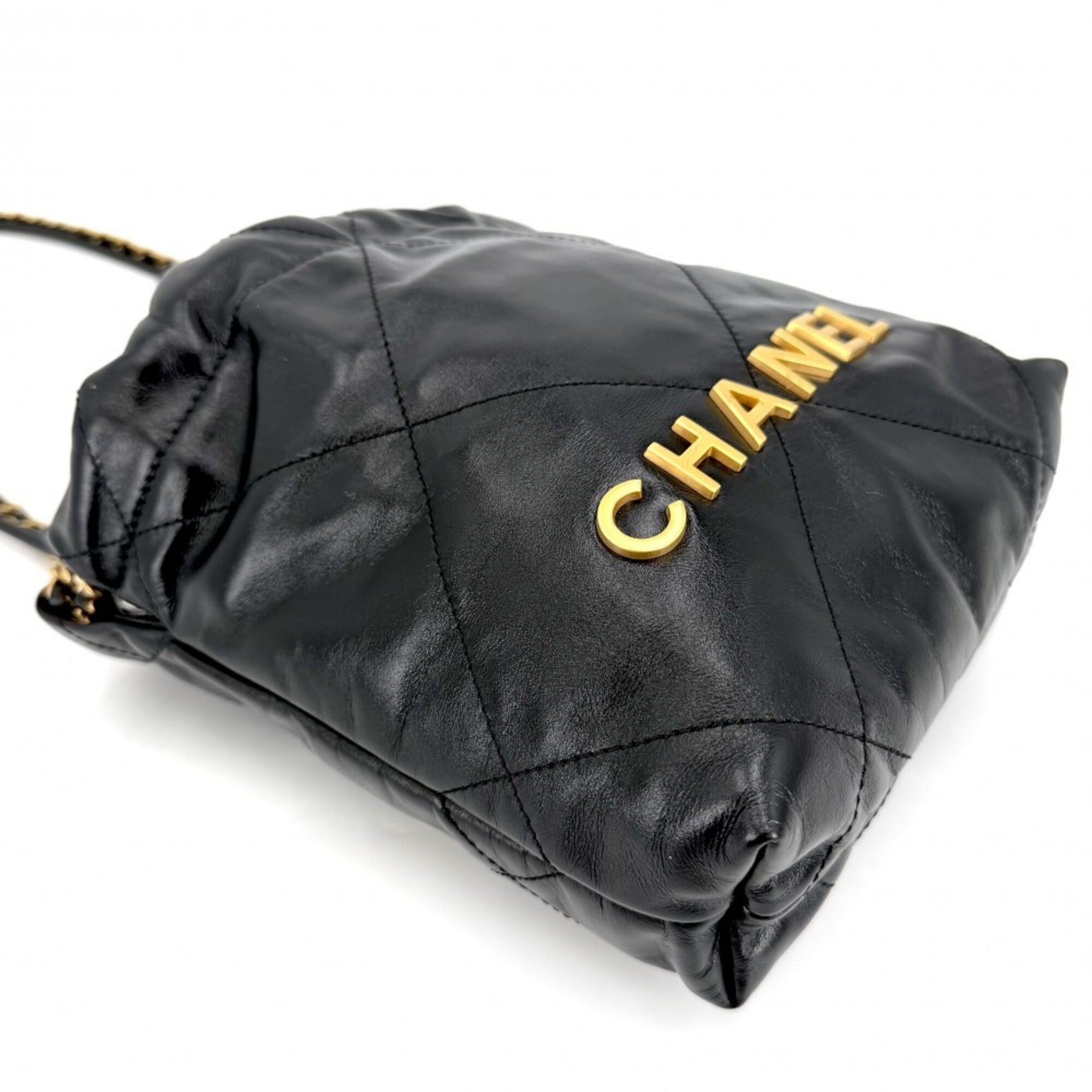 Chanel Black Leather Handbag Shoulder Bag (Pre-Owned)
