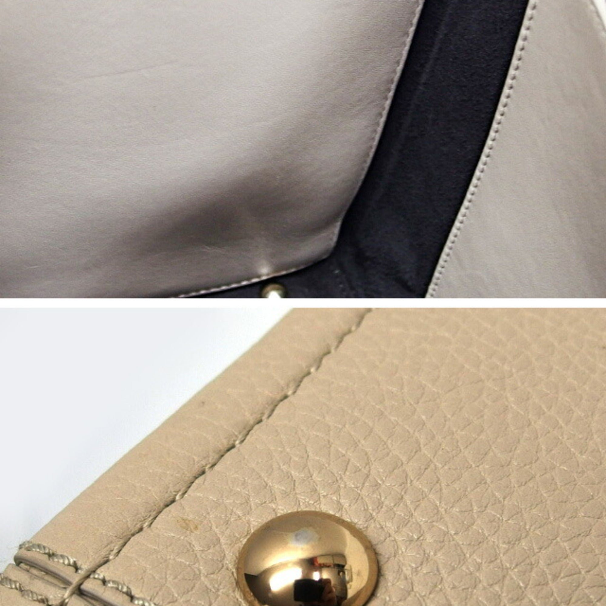 Salvatore Ferragamo Light Beige Leather Handbag Shoulder Bag Tote Bag (Pre-Owned)