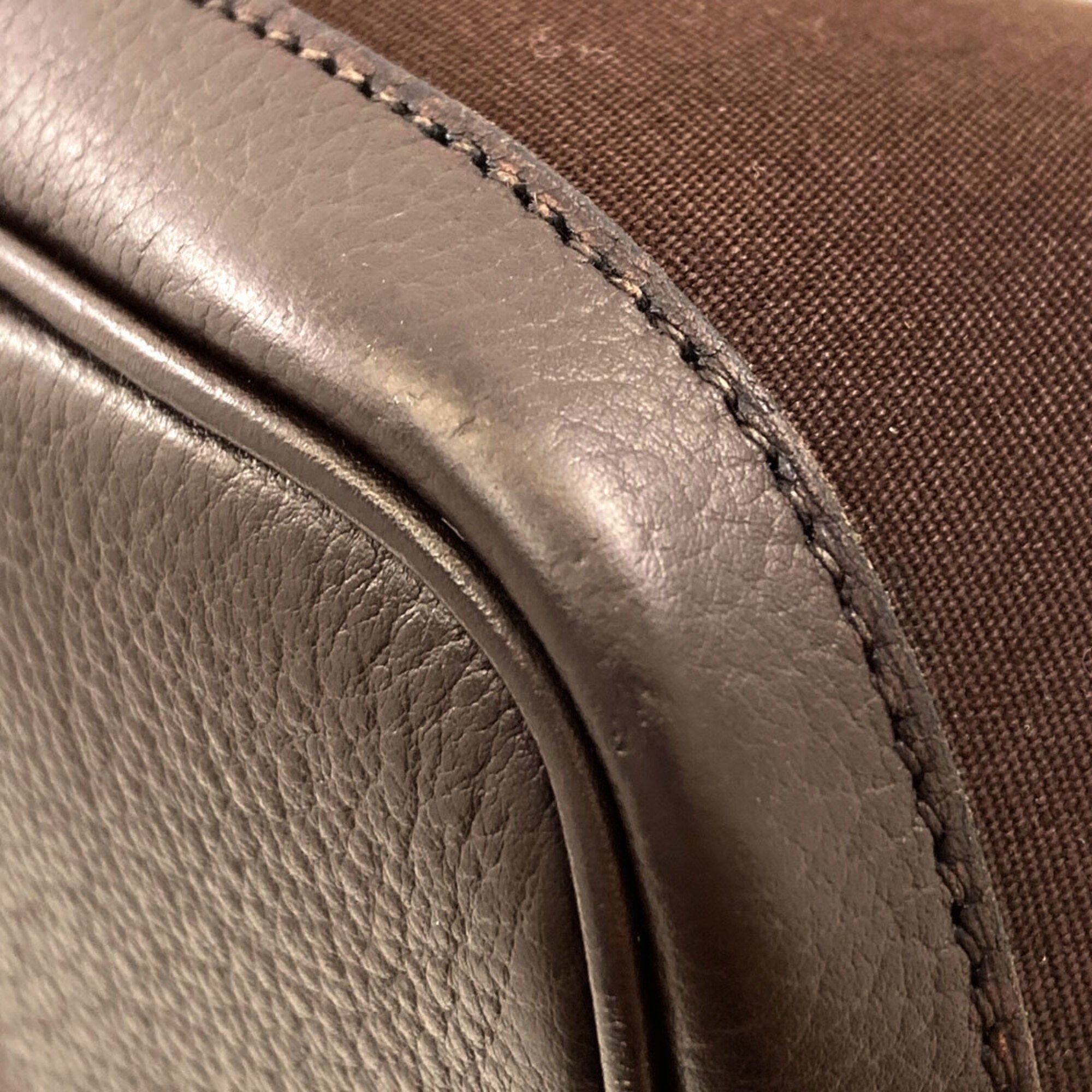 Hermes Dark Brown Toile Officier Tote Bag (Pre-Owned)