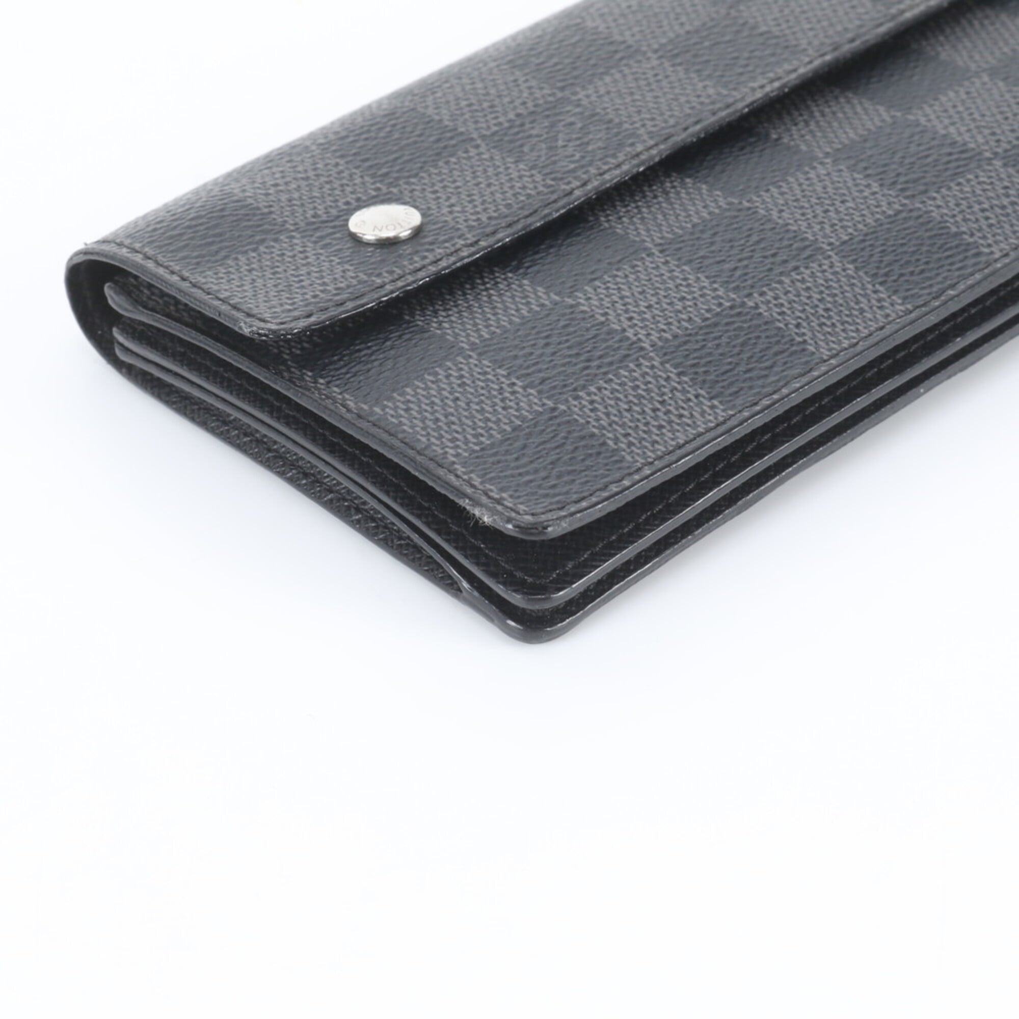 Louis Vuitton Black Leather Coated Canvas Long Wallet (Bi-Fold) (Pre-Owned)