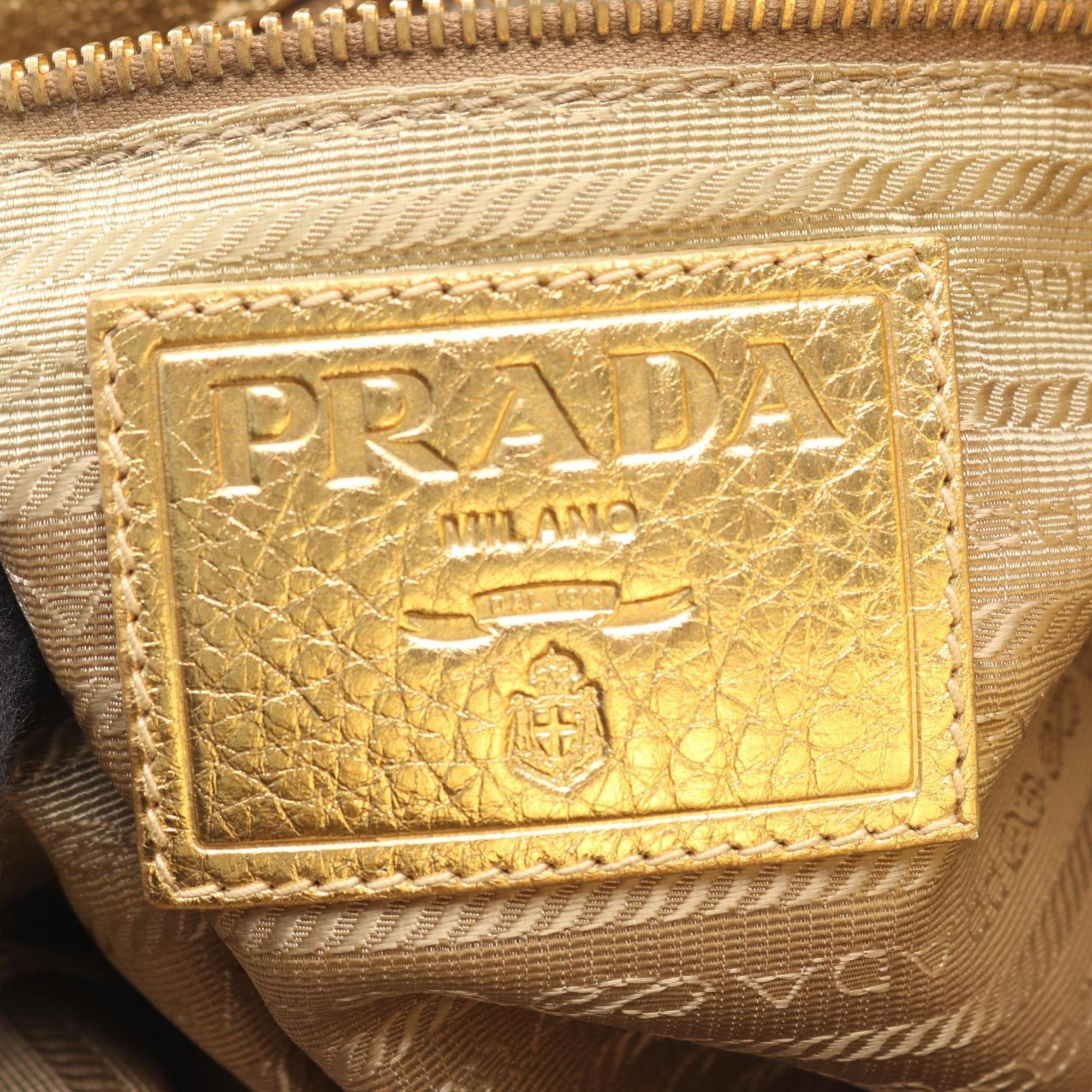 Prada Beige Canvas Leather Handbag (Pre-Owned)