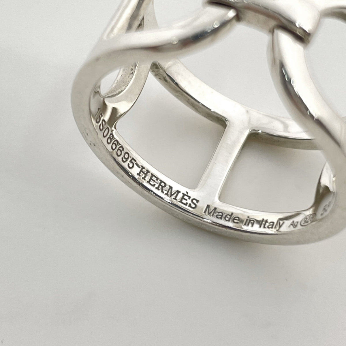 Hermes Silver Silver 925 Band Ring (Pre-Owned)