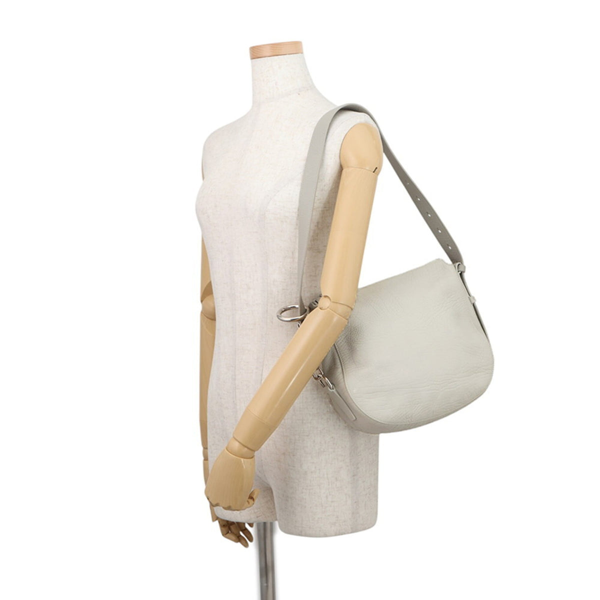 Burberry Light Gray Leather Handbag Shoulder Bag (Pre-Owned)