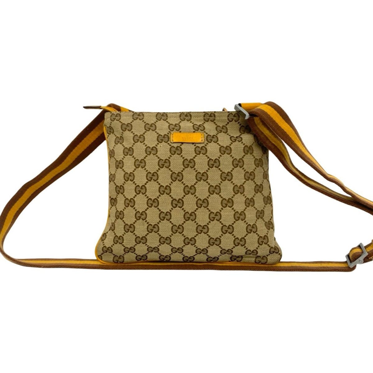 Gucci Brown Canvas Leather Crossbody Bag Pochette Shoulder Bag (Pre-Owned)