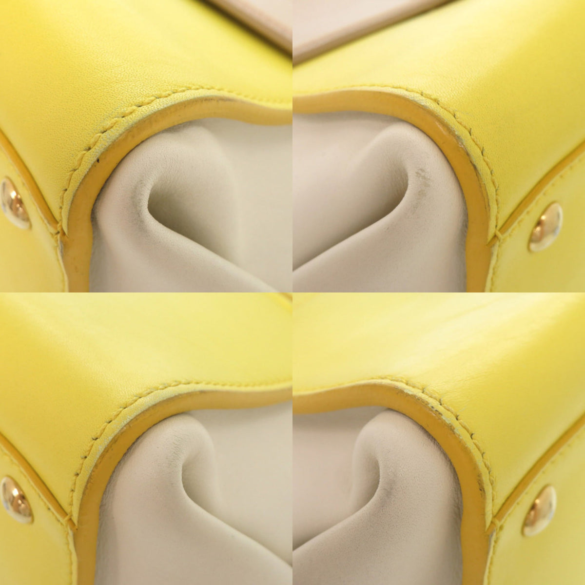 Salvatore Ferragamo Beige Multi-Color White Yellow Leather Handbag Shoulder Bag (Pre-Owned)