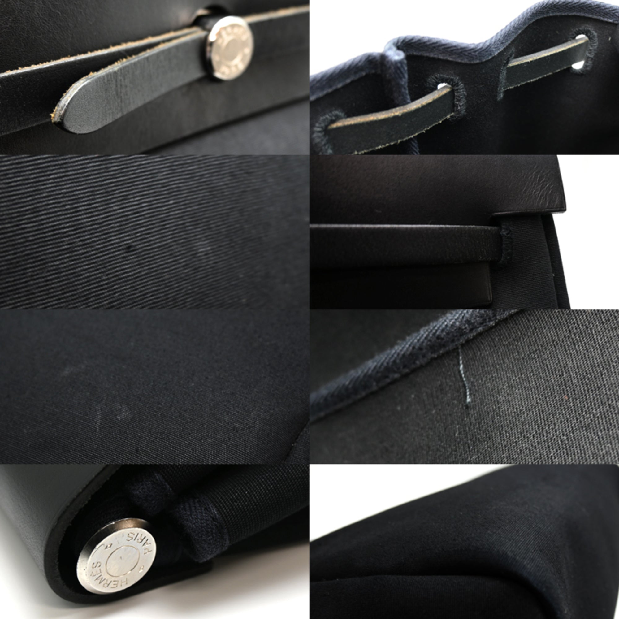 Hermes Black Toile Officier Leather Handbag Shoulder Bag (Pre-Owned)