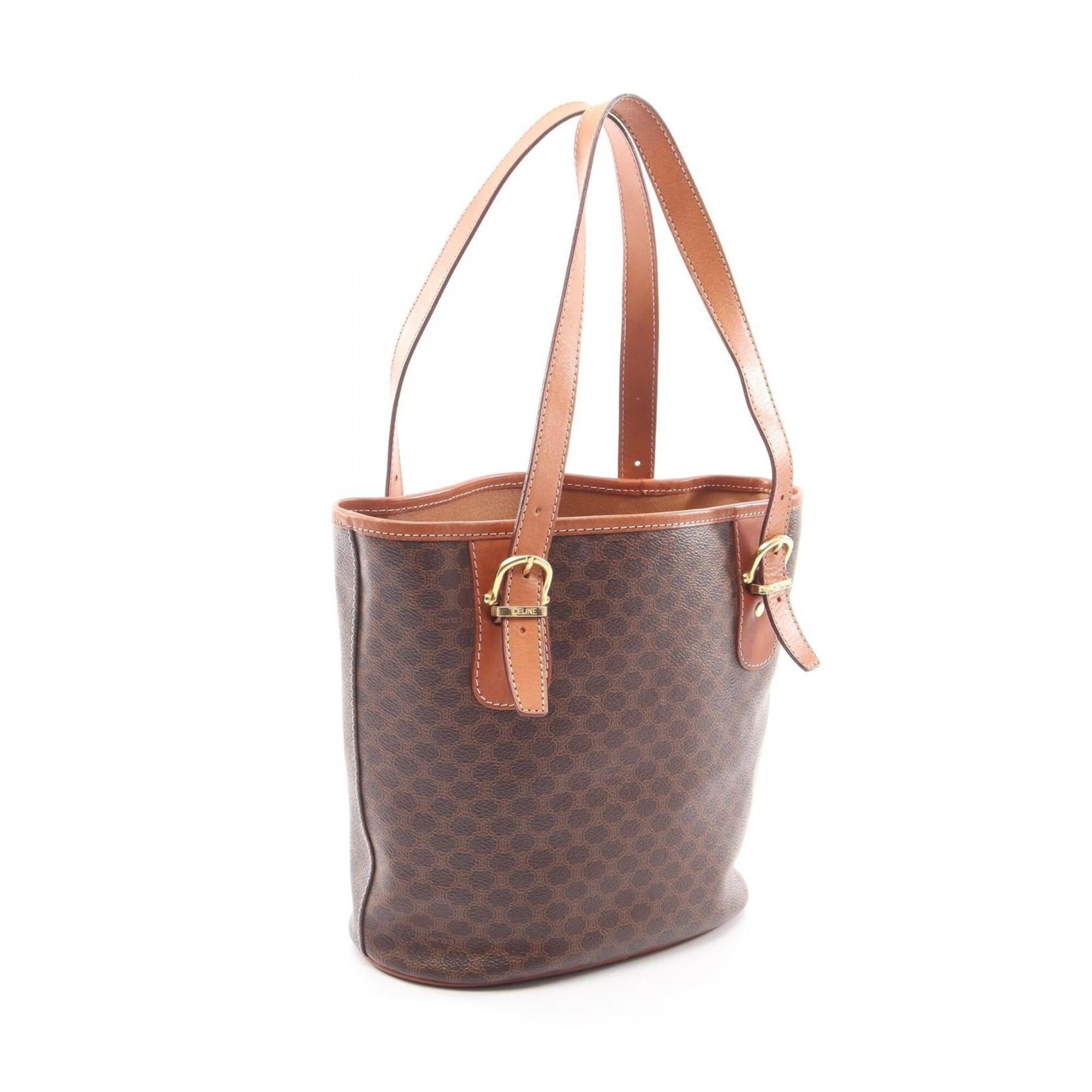 Celine Brown Coated Canvas Leather Handbag Tote Bag (Pre-Owned)