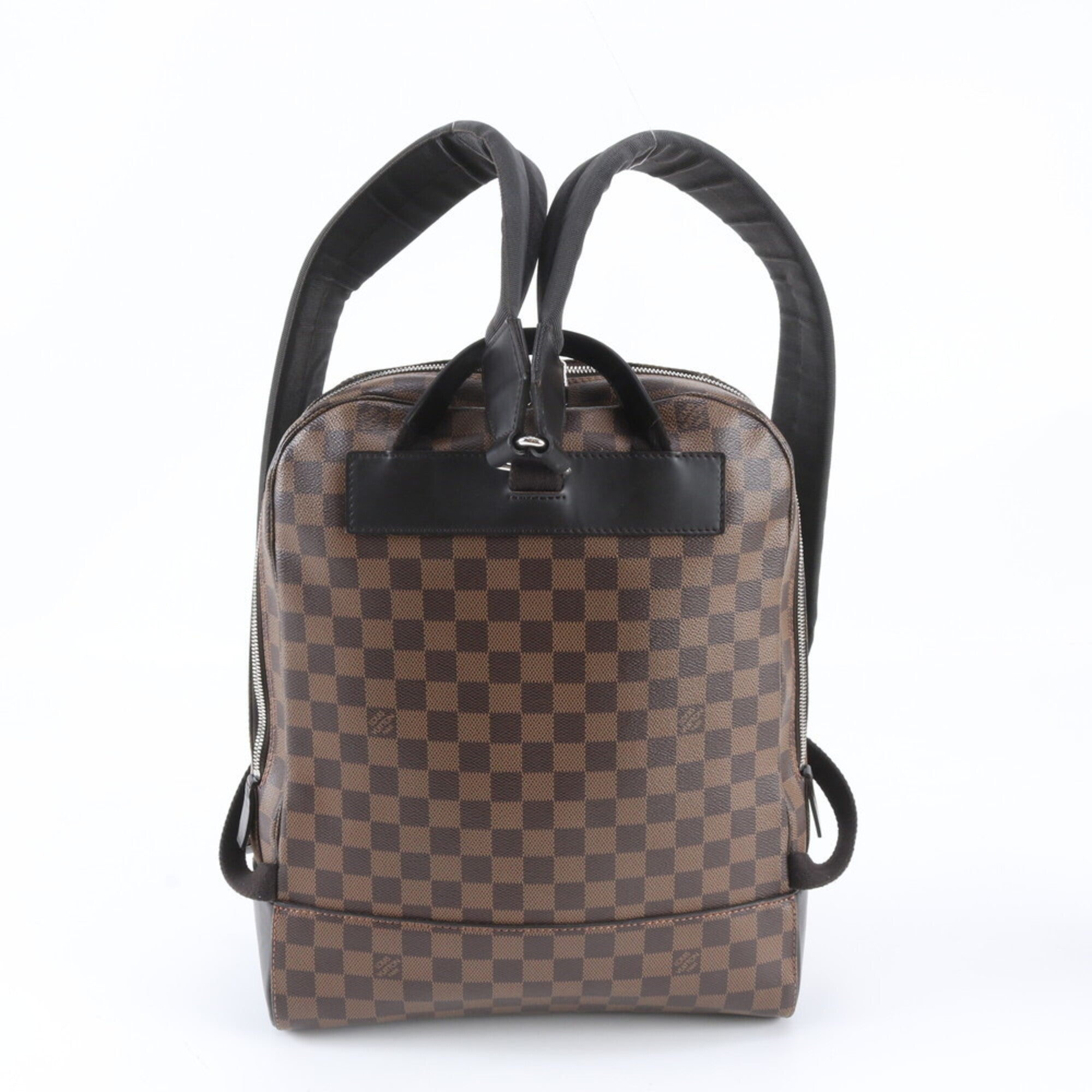 Louis Vuitton Brown Leather Coated Canvas Backpack (Pre-Owned)