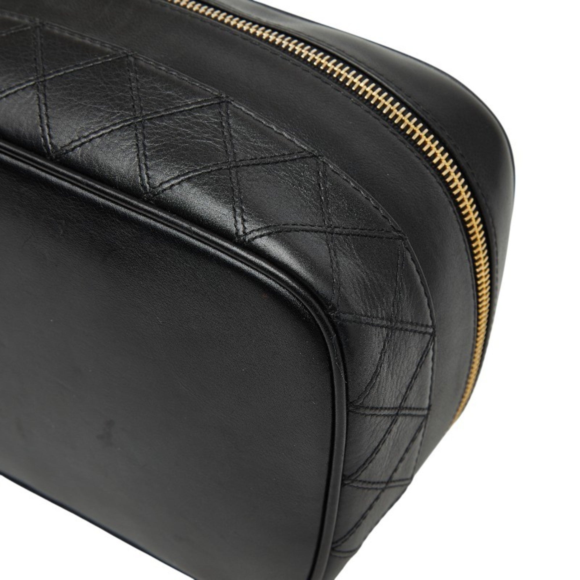 Chanel Black Leather Handbag Vanity Bag (Pre-Owned)