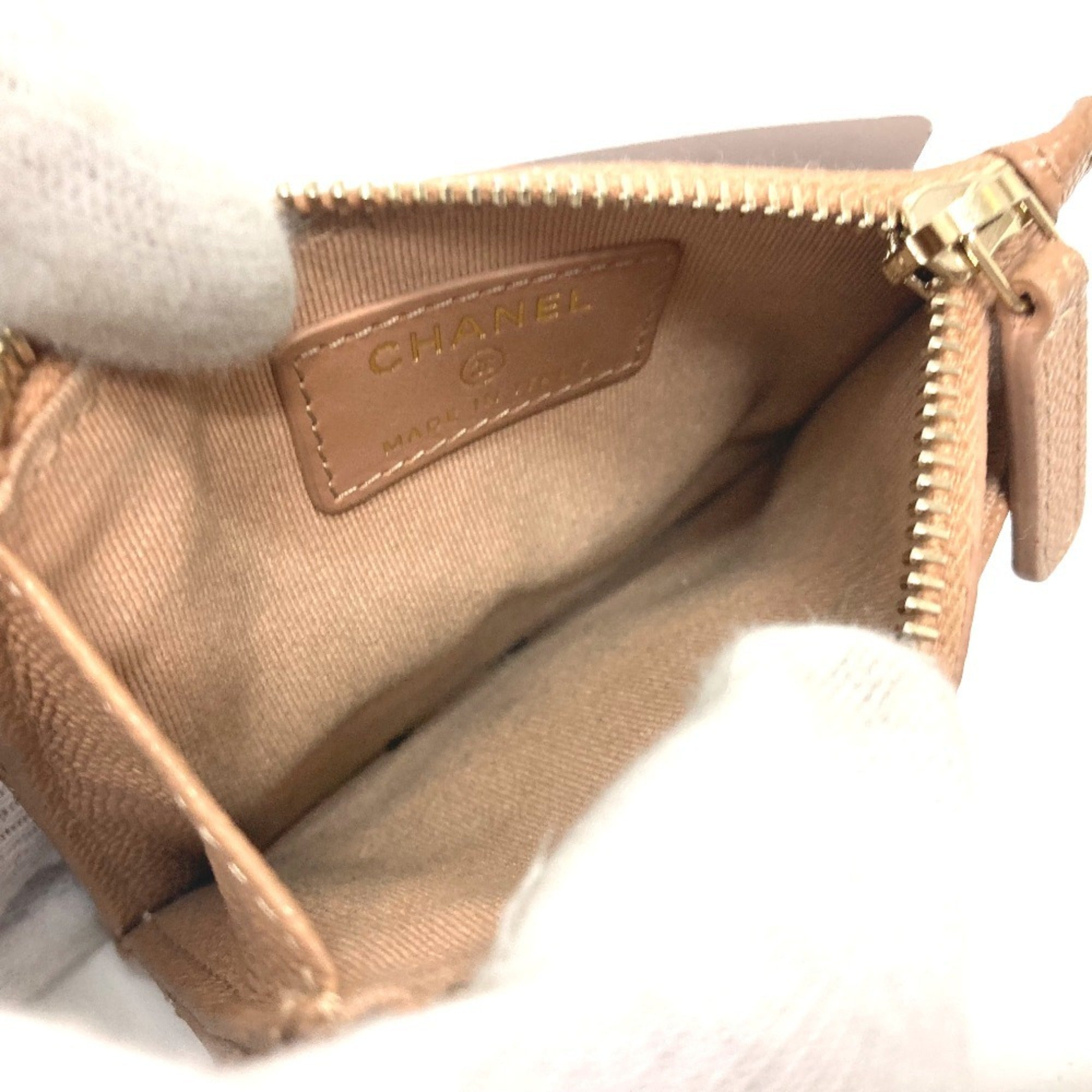 Chanel Beige Grained Calfskin Wallet (Bi-Fold) (Pre-Owned)