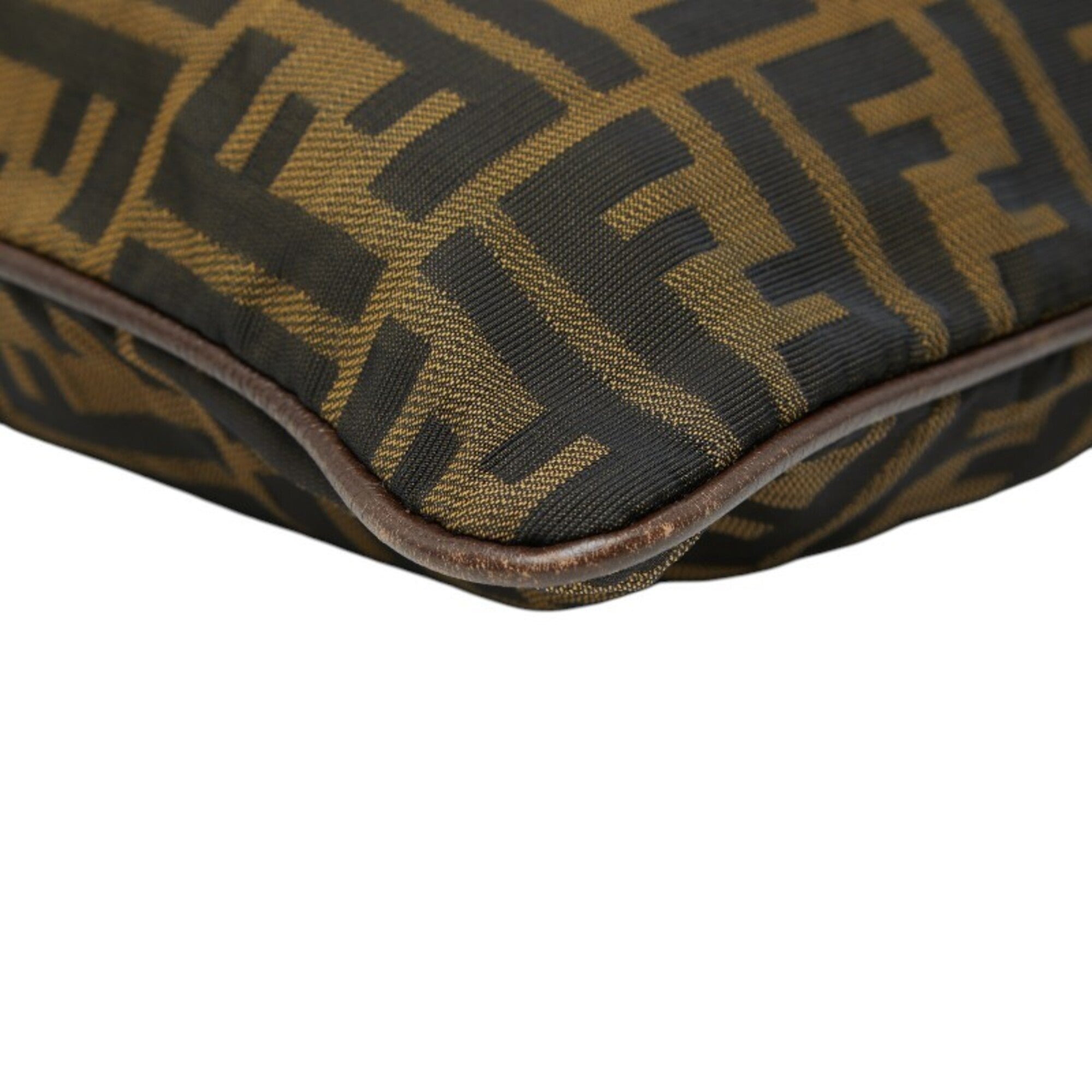 Fendi Khaki Brown Leather Nylon Shoulder Bag (Pre-Owned)