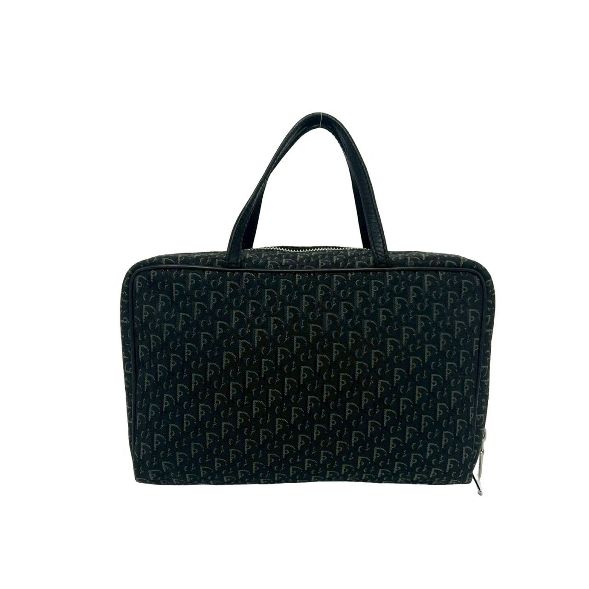 Christian Dior Black Canvas Leather Boston Bag Handbag (Pre-Owned)