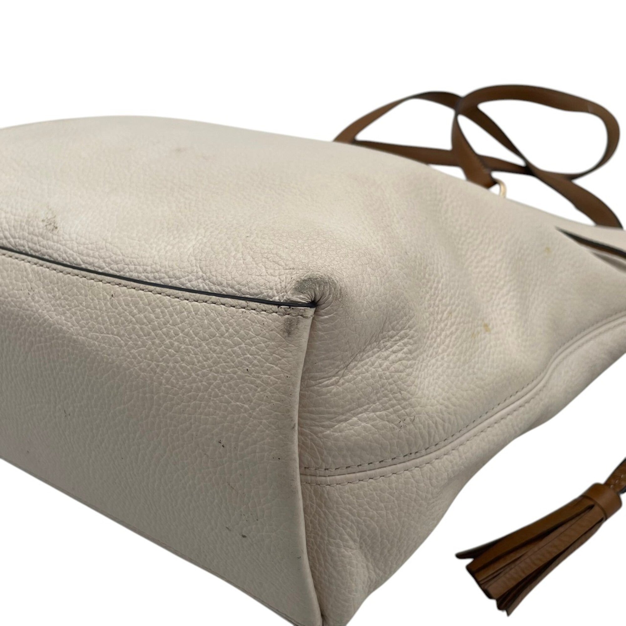 Coach Brown Ivory Leather Handbag Tote Bag (Pre-Owned)