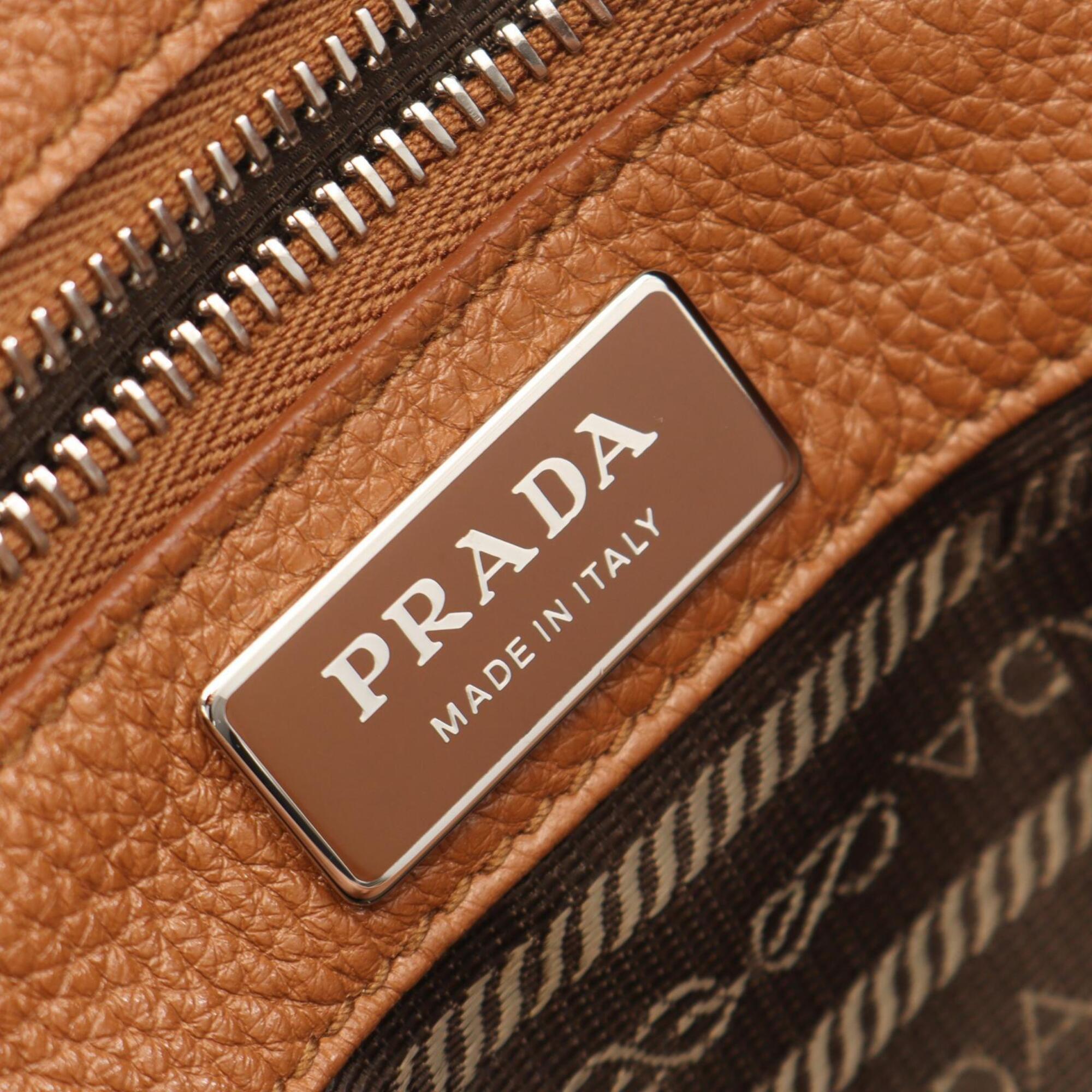 Prada Brown Leather Handbag Tote Bag (Pre-Owned)