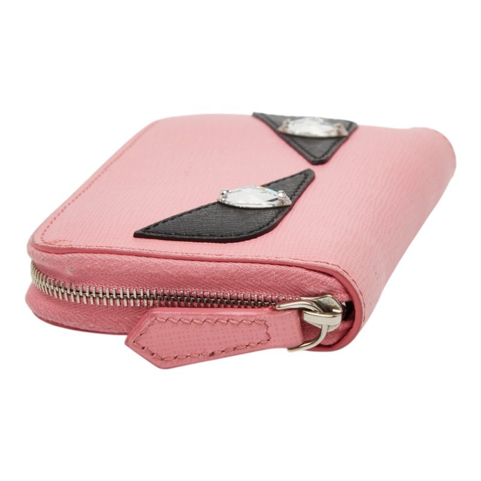 Fendi Black Pink Leather Coin Purse/Coin Case (Pre-Owned)