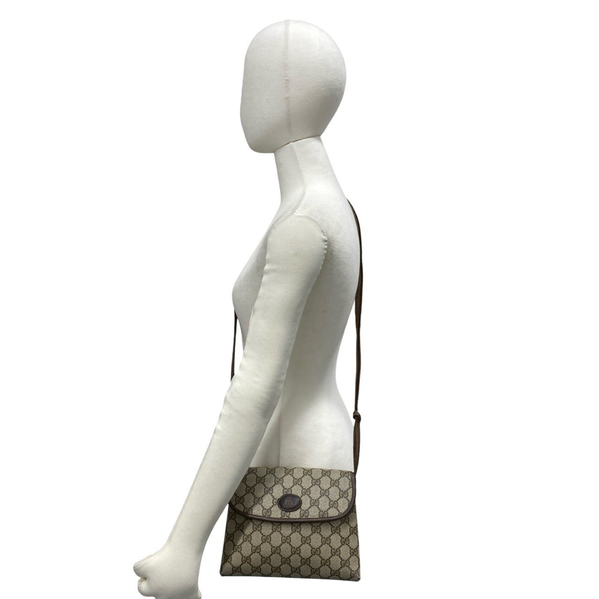 Gucci Brown Leather Pvc Pochette Shoulder Bag (Pre-Owned)