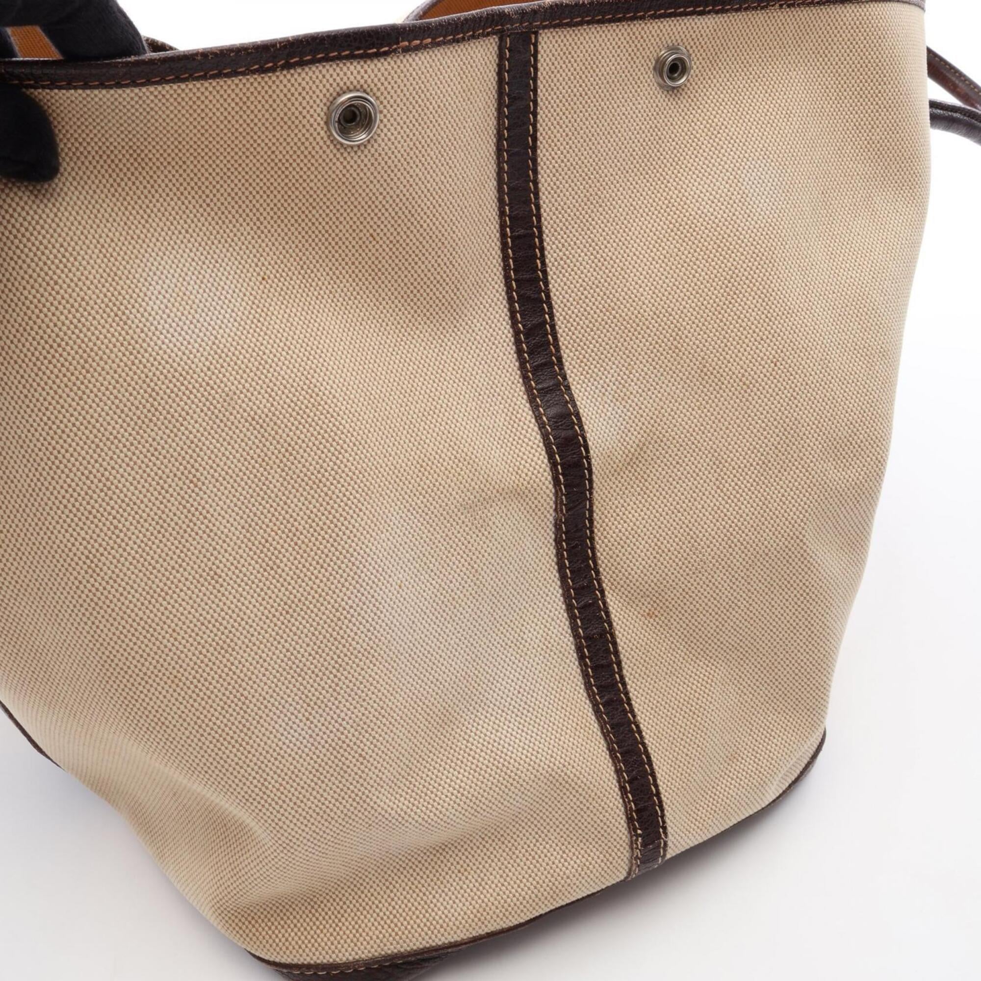 Hermes Beige Brown Toile H Buffalo Leather Handbag Tote Bag (Pre-Owned)