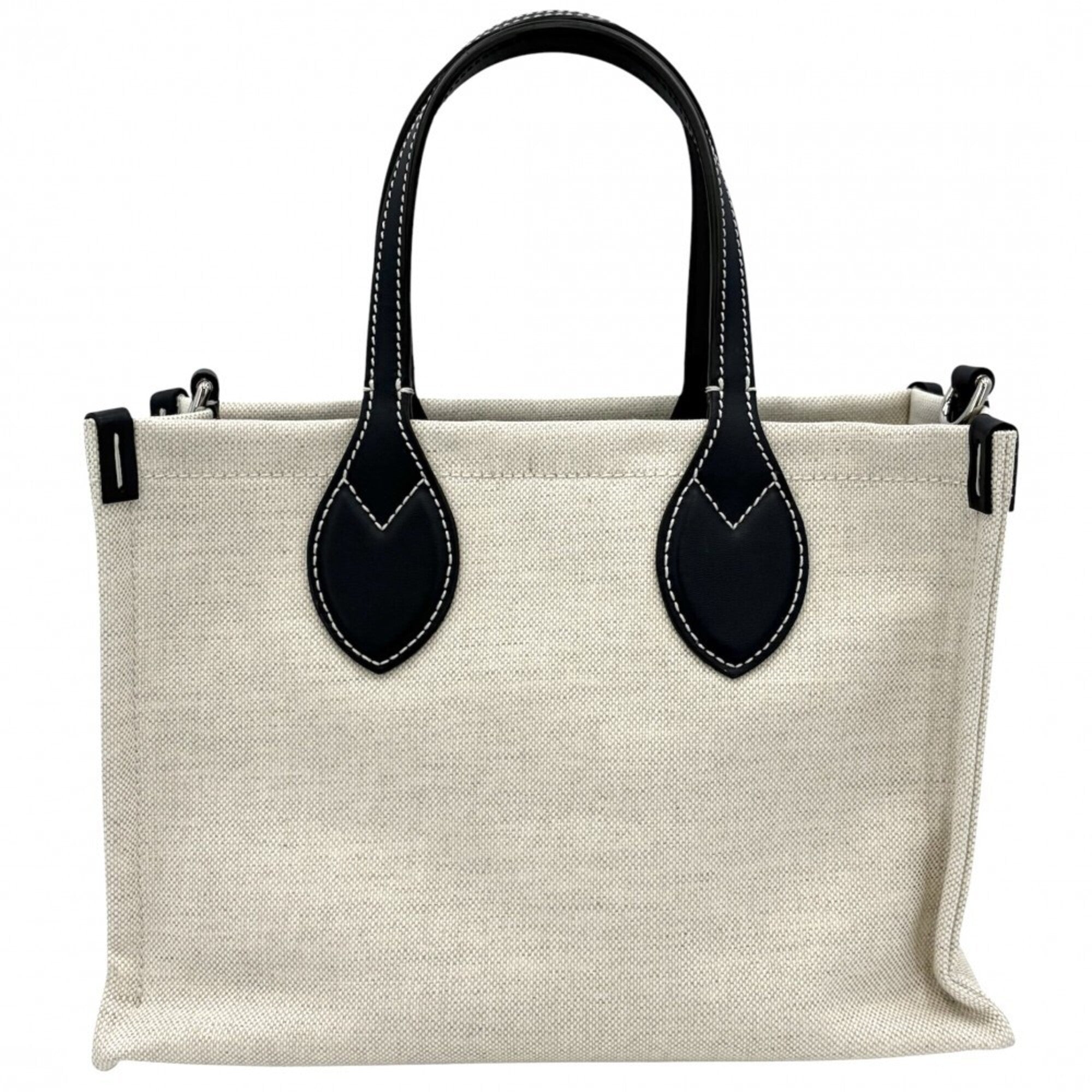 Gucci Beige Navy Canvas Leather Handbag Shoulder Bag (Pre-Owned)