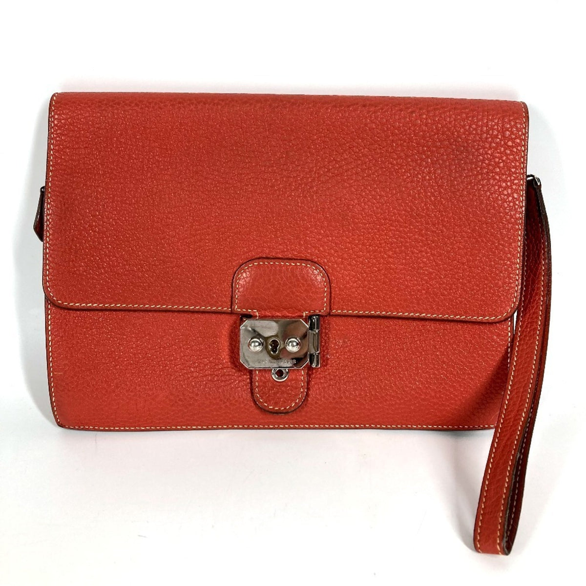 Hermes Brown Leather Clutch Bag Handbag Pochette Pouch (Pre-Owned)