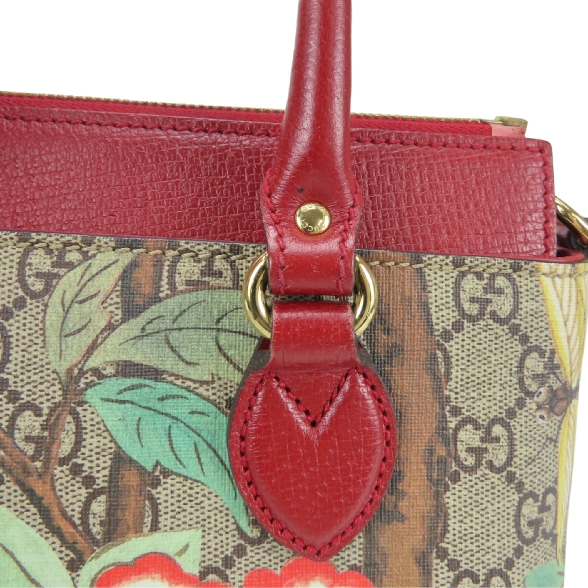 Gucci Beige Multi-Color Red Color Gg Supreme Canvas Handbag Shoulder Bag (Pre-Owned)