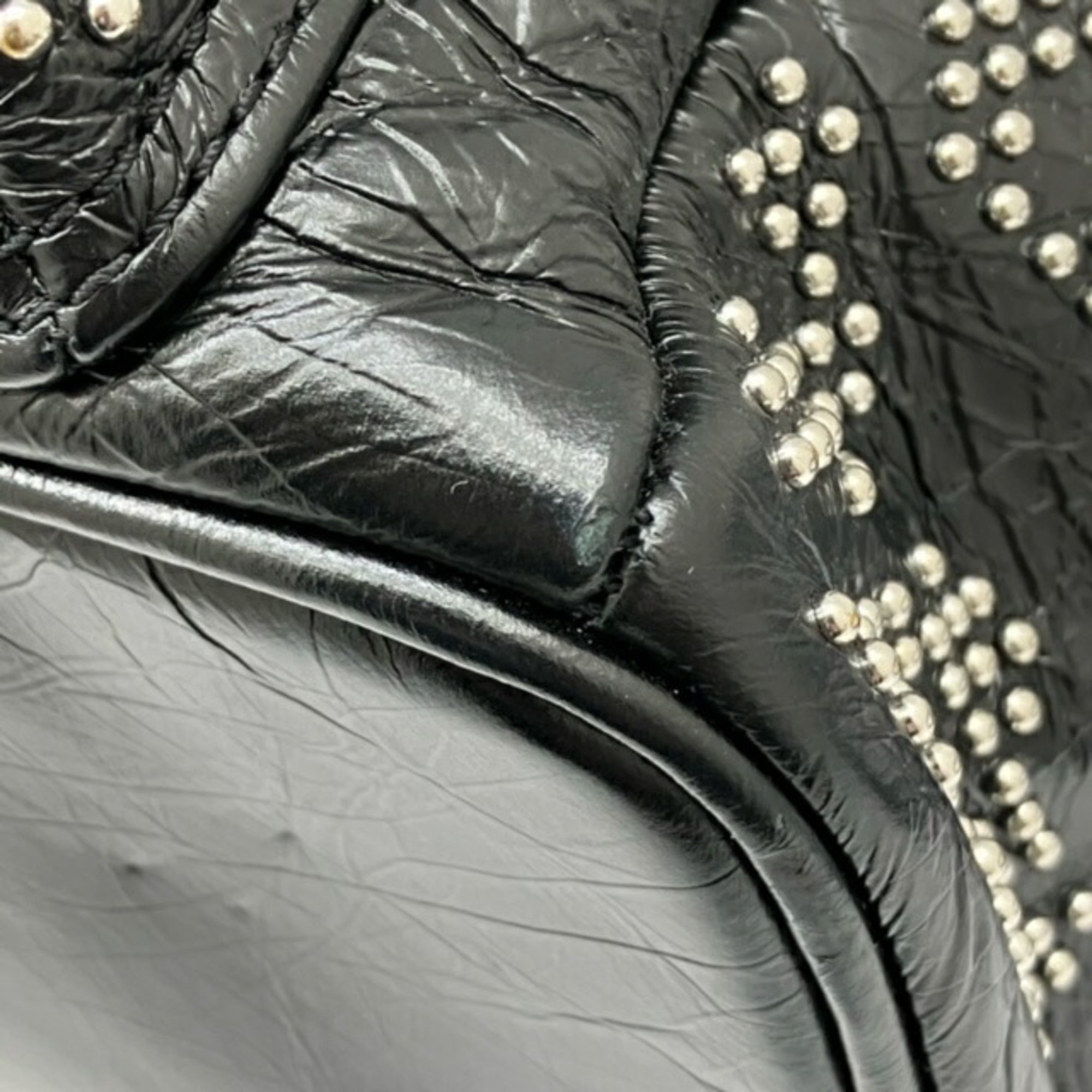 Mcm Black Silver Leather Backpack (Pre-Owned)