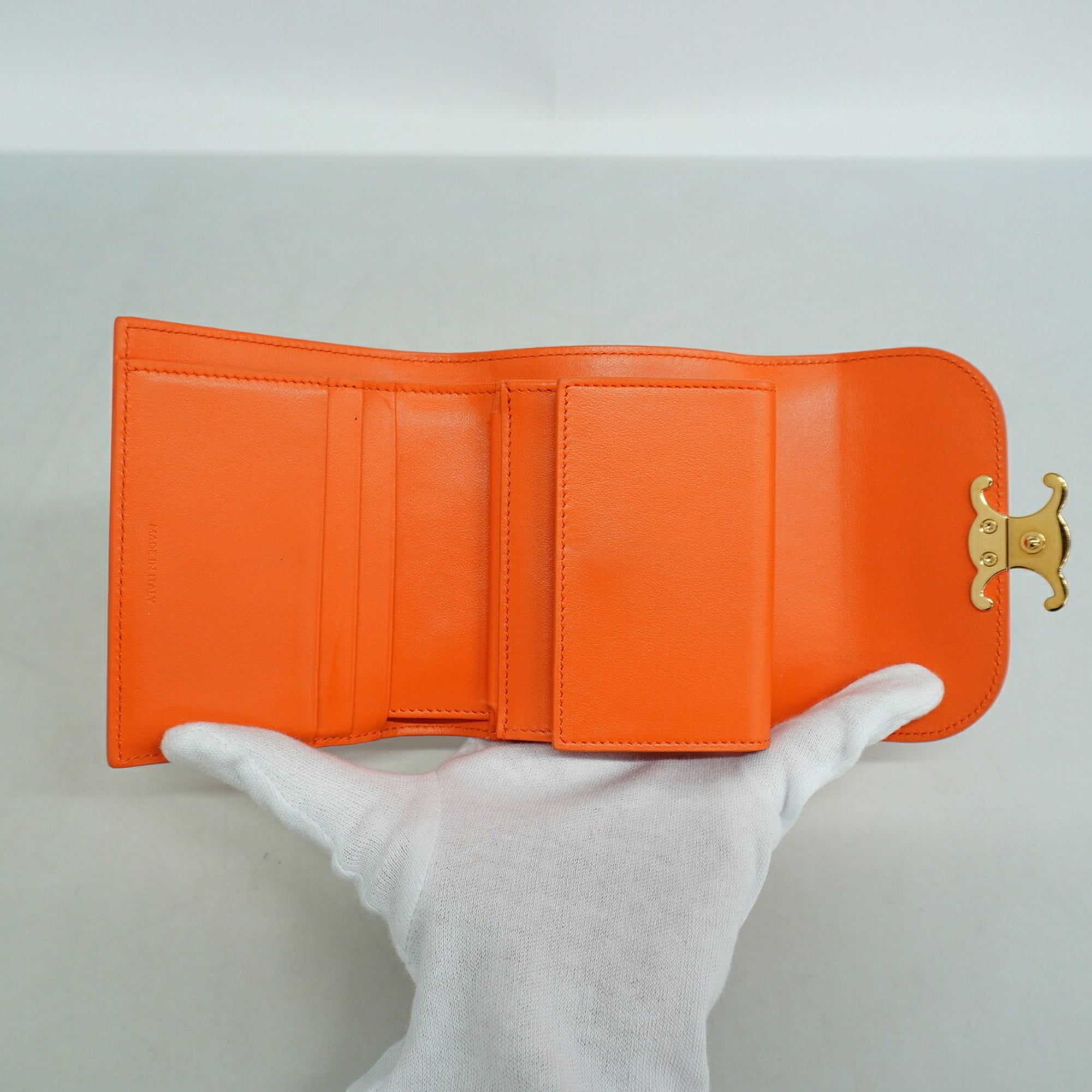Celine Orange Leather Wallet (Tri-Fold) (Pre-Owned)