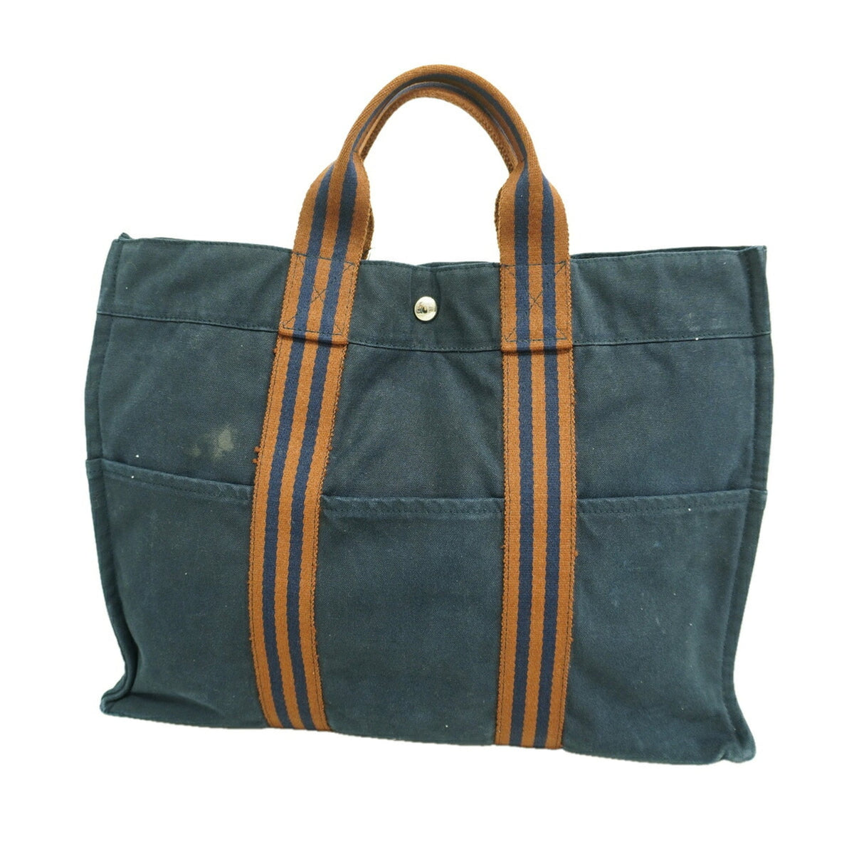 Hermes Navy Canvas Tote Bag (Pre-Owned)